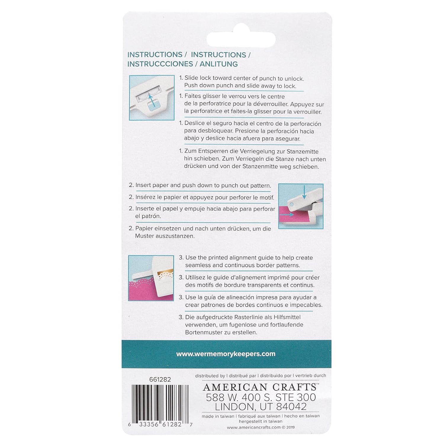 Back packaging of the We R Makers Scallop Lace Edge Punch.