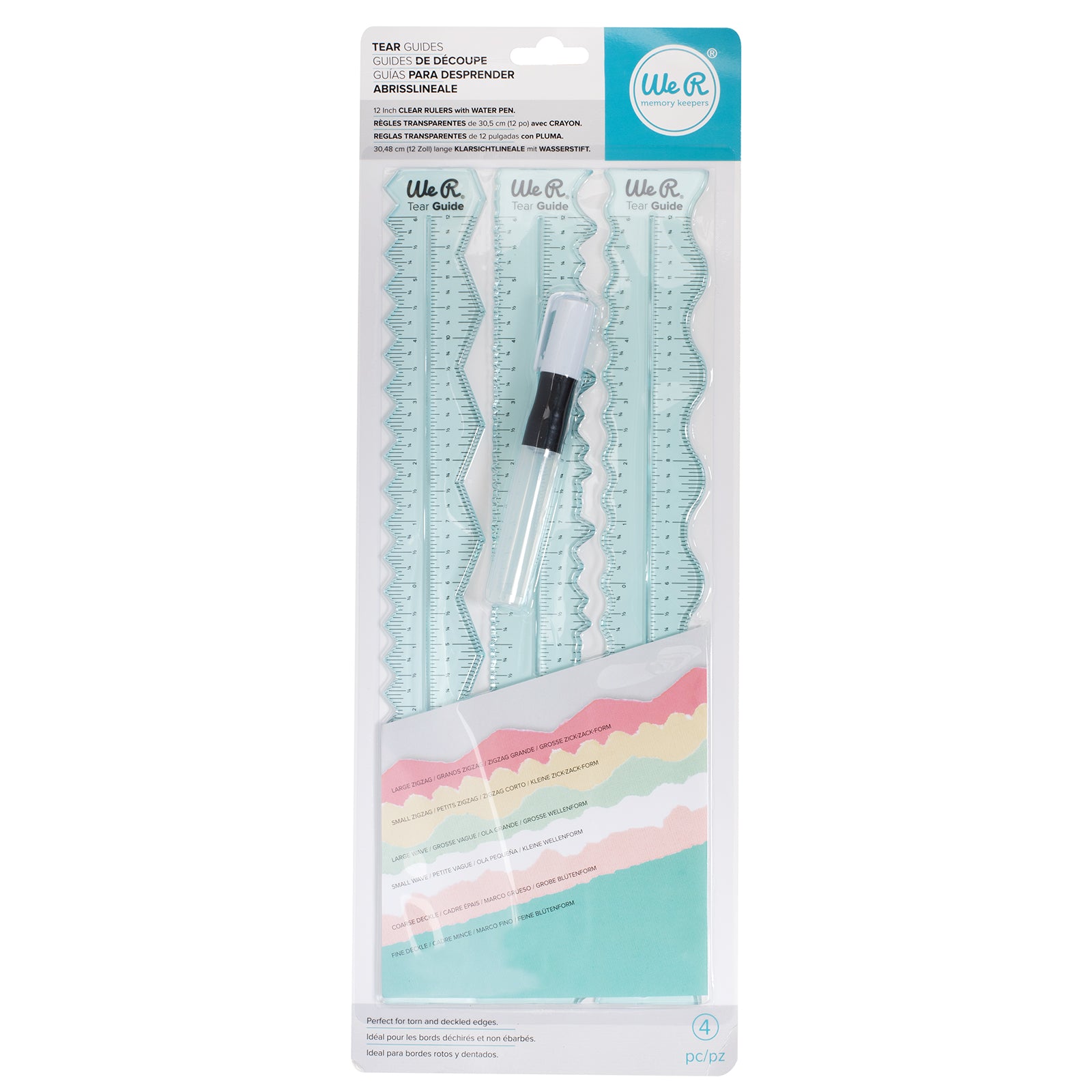 Front packaging of the We R Makers Tear Guide Rulers.