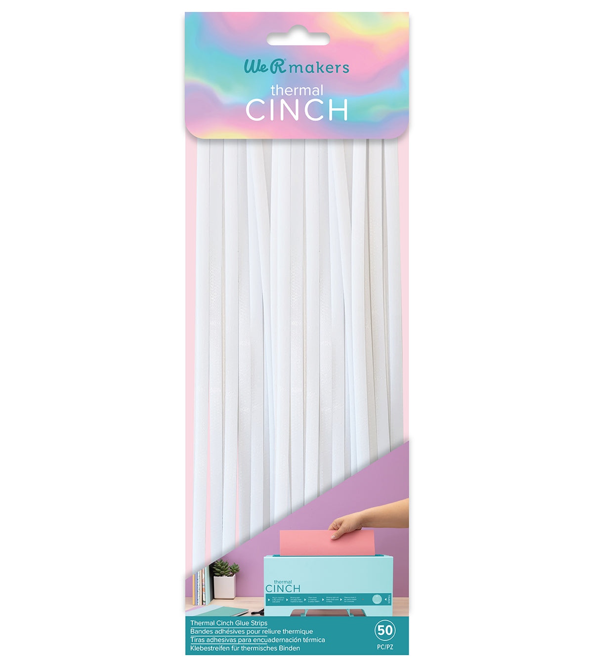 Front of package for We R Makers Thermal Cinch Glue Strips - 50 Pack