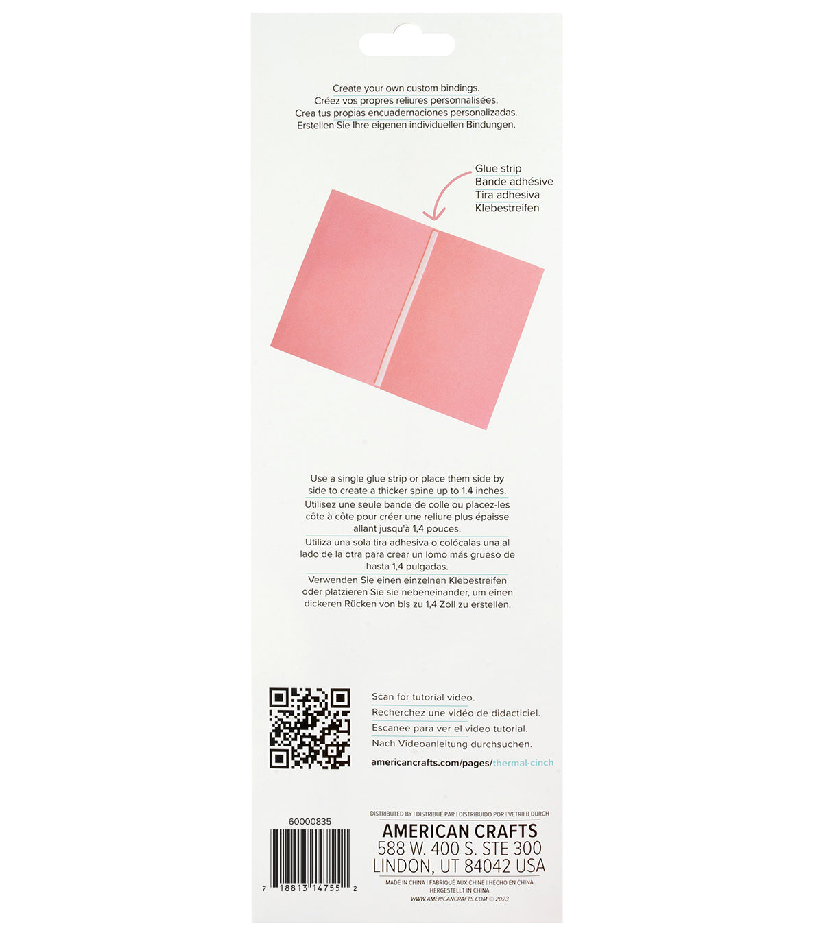 back of package for We R Makers Thermal Cinch Glue Strips - 50 Pack