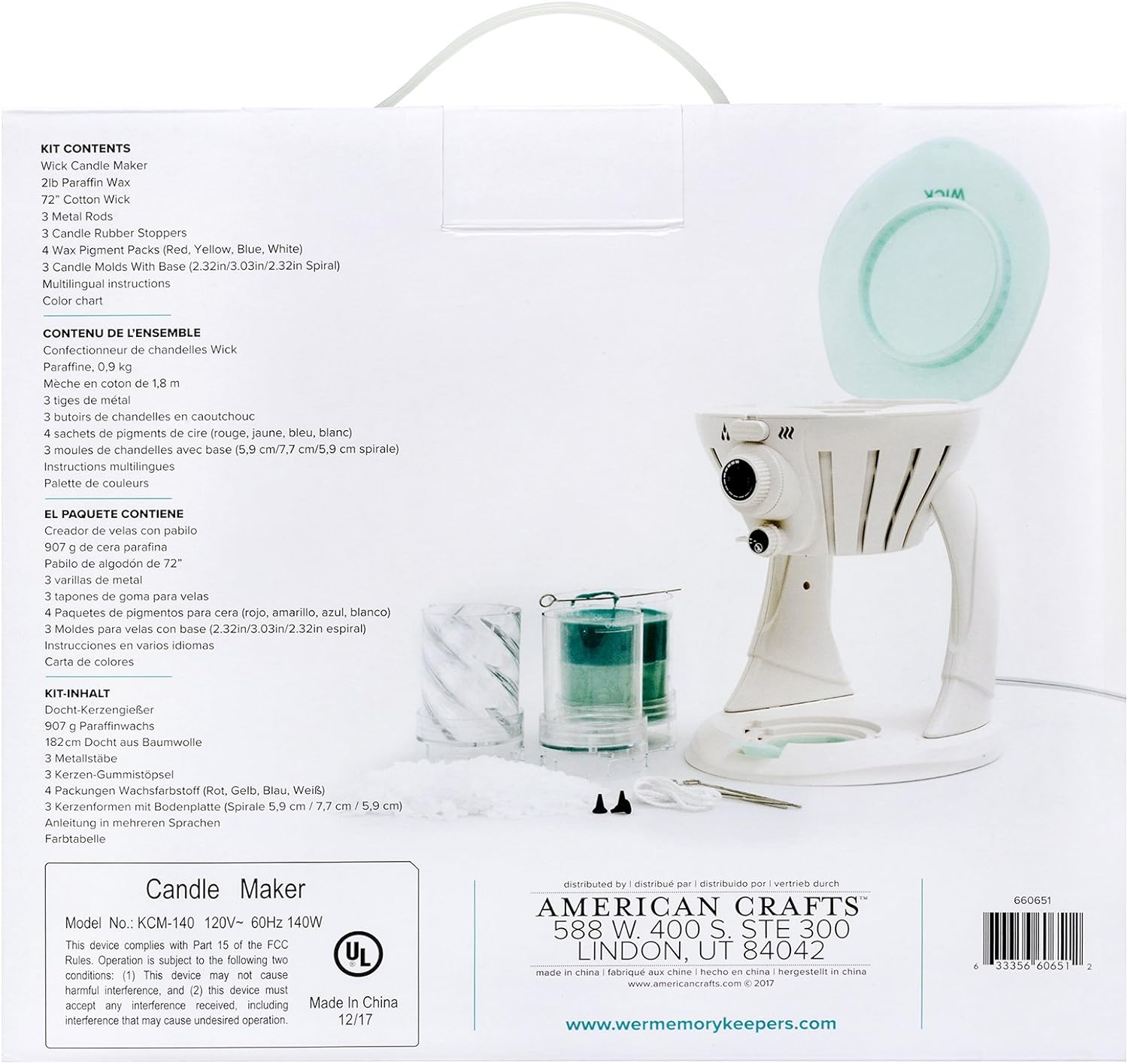 Back packaging of the We R Makers Wick Candle Making Kit.