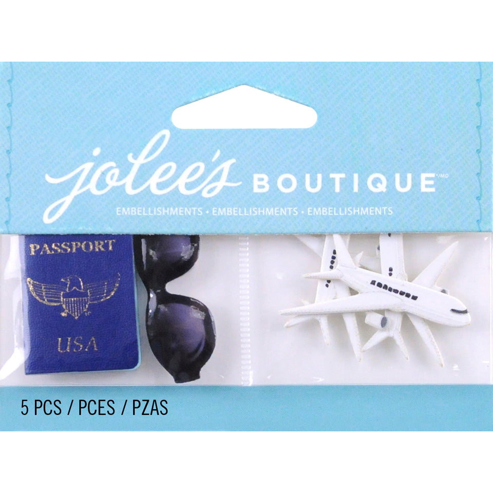 Jolee's Boutique Dimensional Embellishments 5/Pkg-Passport Sunglasses & Planes