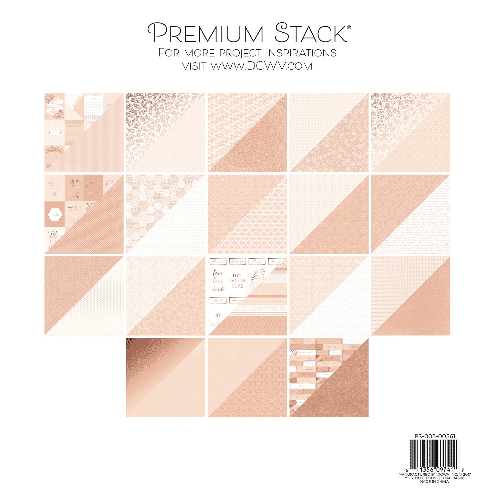 Dcwv Double-Sided Paper Stack 12x12 36/Pkg-Rose Quartz, 12 w/Rose Gold Foil