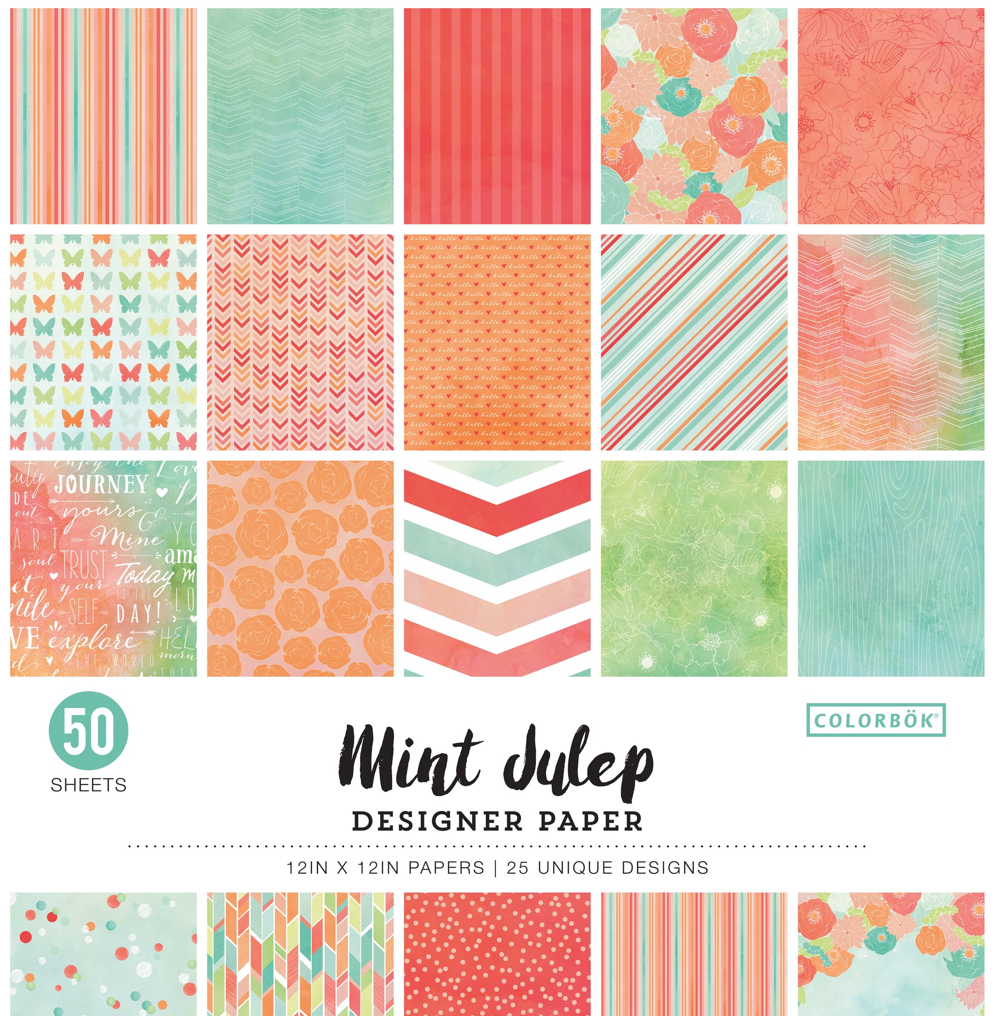 Colorbok 68lb Designer Single-Sided 12x12" Paper - Mint Julep, 50 sheets