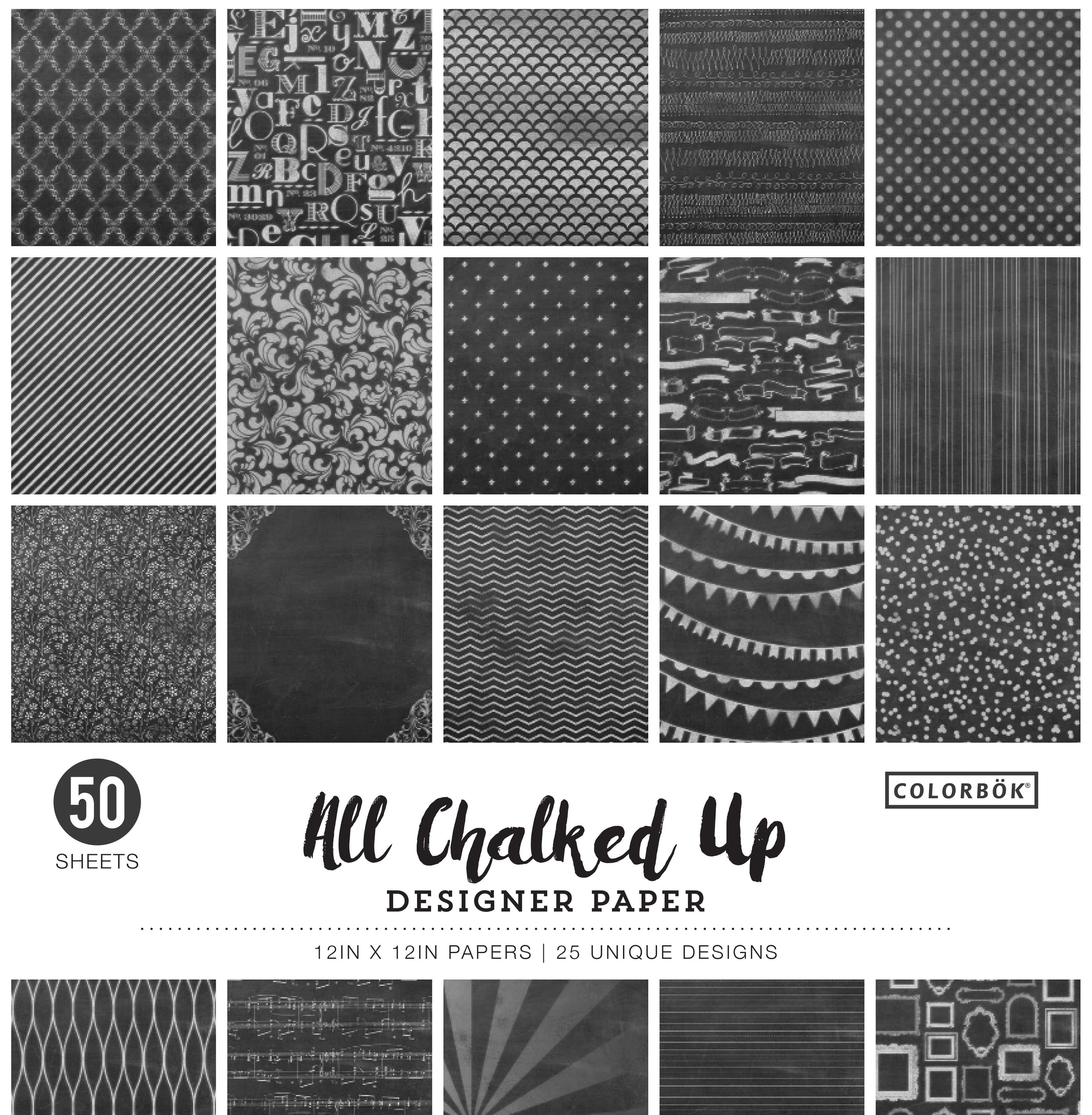 Colorbok Designer All Chalked Up 12x12" Paper Pack