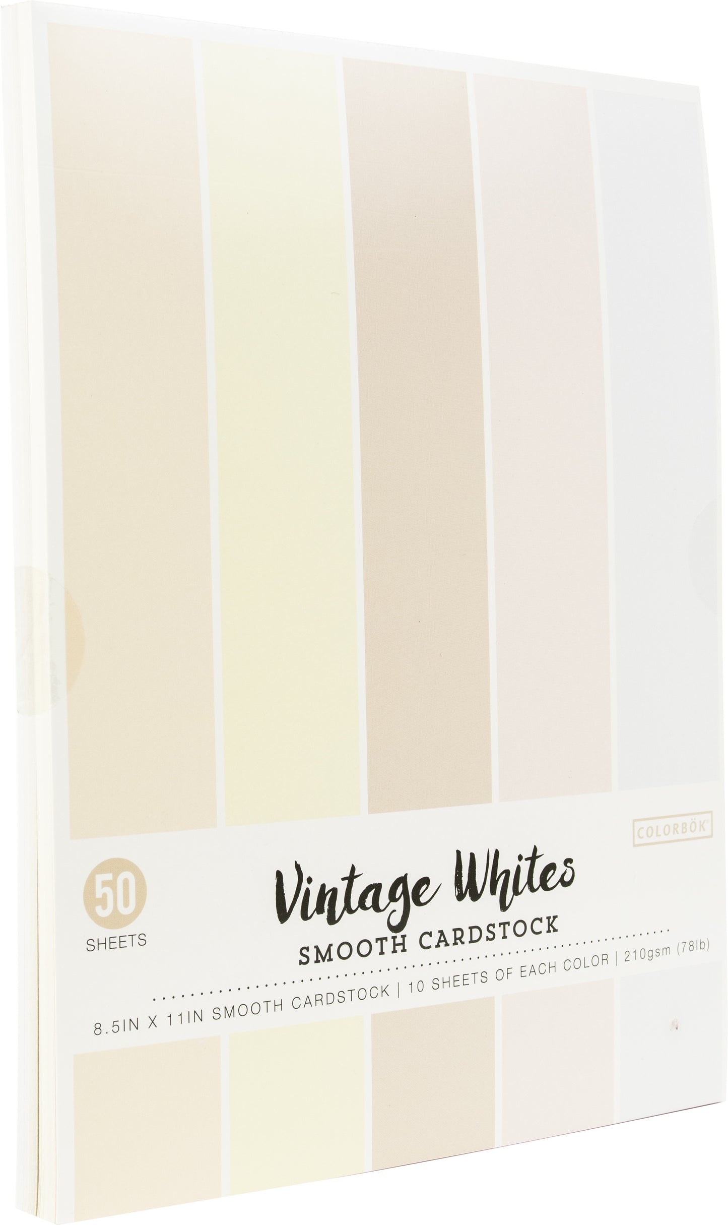 Colorbok 78lb Smooth Cardstock 8.5"X11" 50/Pkg-Vintage Whites, 5 Colors/10 Each