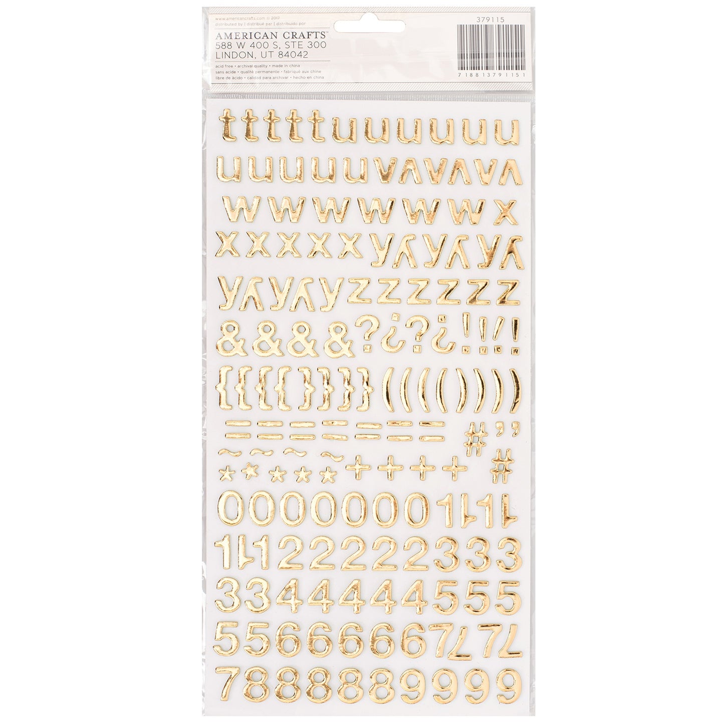 Maggie Holmes Carousel Thickers Stickers 353/Pkg-Happy Alphabet/Gold, Mint Green Foam