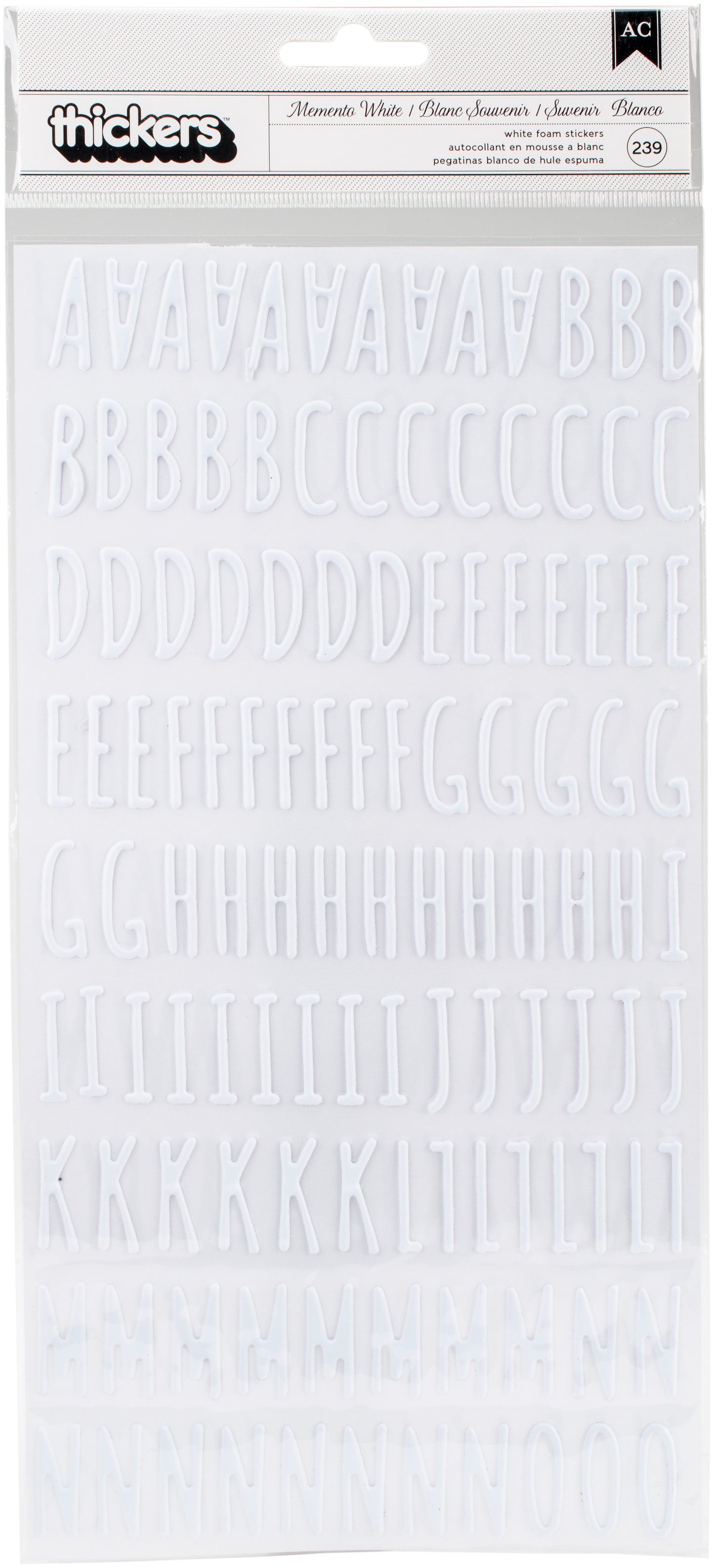 Amy Tan Hustle & Heart Thickers Stickers 239/Pkg-Memento Alphabet/White Puffy