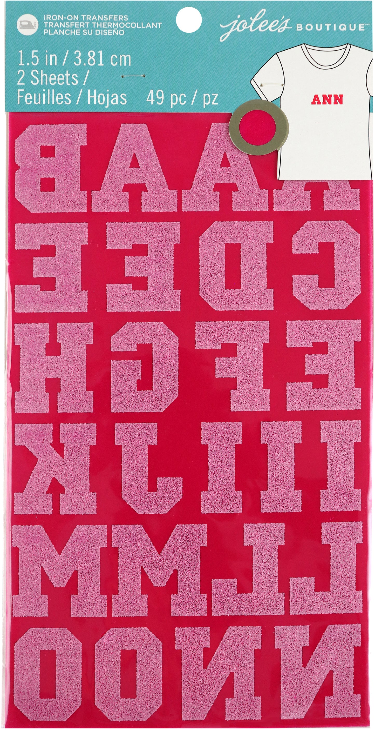 Jolee's  Iron-On Letters 1.5"-Fuchsia