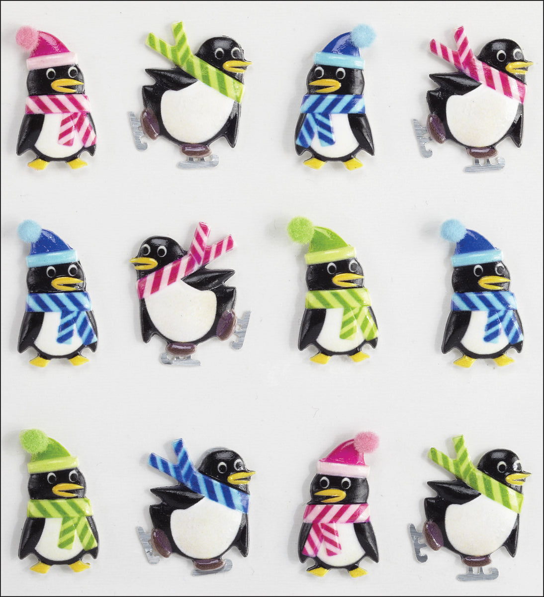 Jolee's Cabochon Dimensional Repeat Stickers-Holiday Penguins