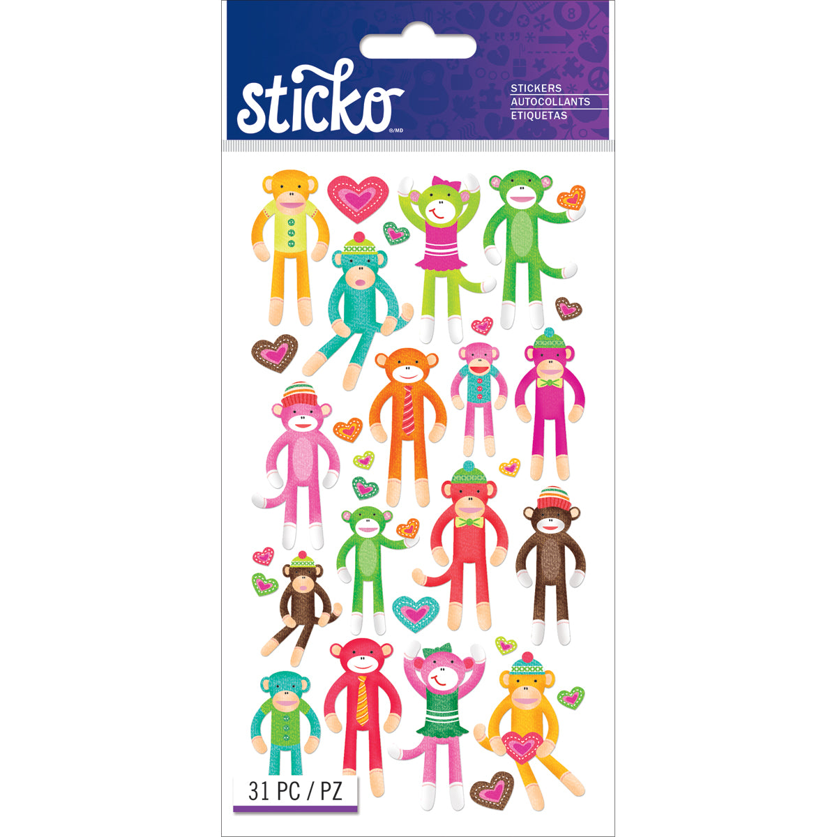 Sticko Stickers-Sock Monkey