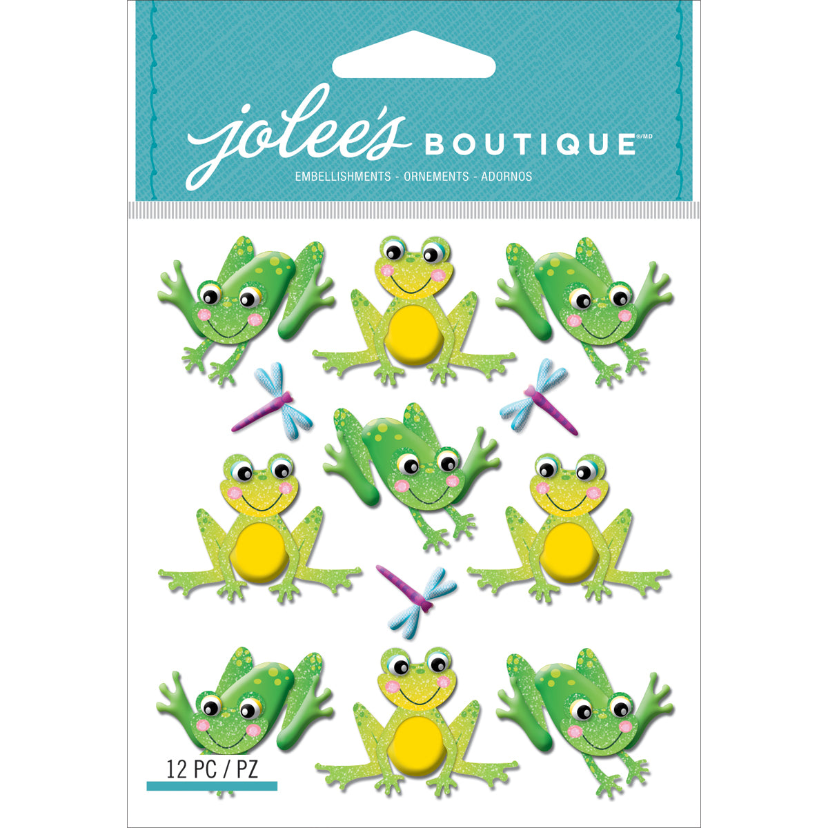Jolee's Cabochon Dimensional Repeat Stickers-Cutesy Frogs