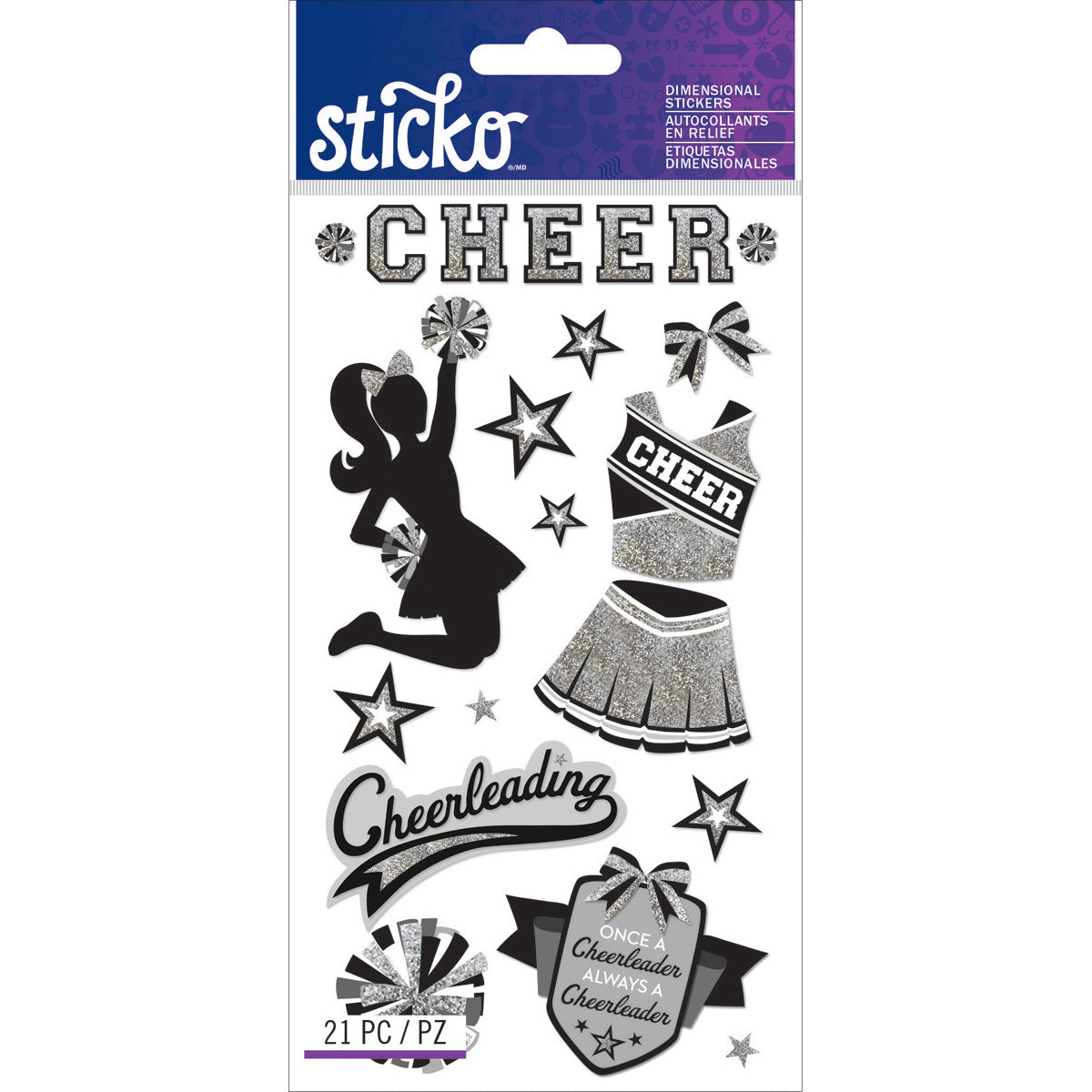 Sticko Dimensional Stickers - Cheerleading, 21pcs