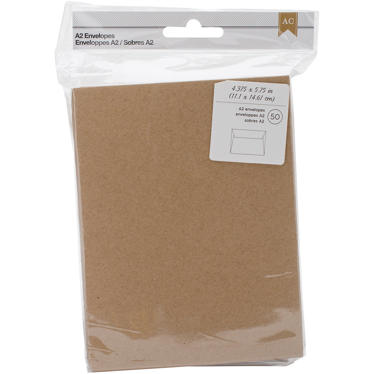 American Crafts A2 Envelopes (4.375"X5.75") 50 Pack-Kraft