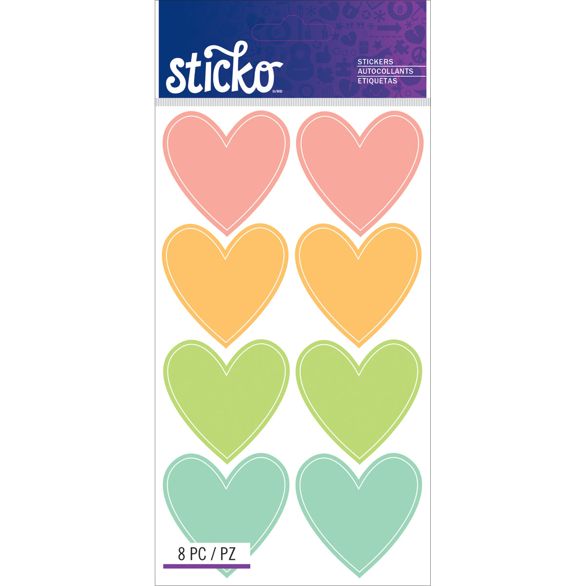 Sticko Label Stickers - Color Hearts, 8pcs