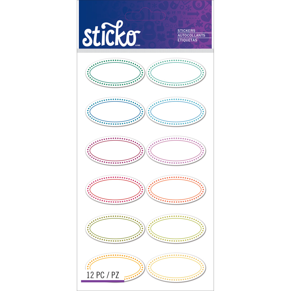 Sticko Label Stickers - Color Ovals, 12pcs