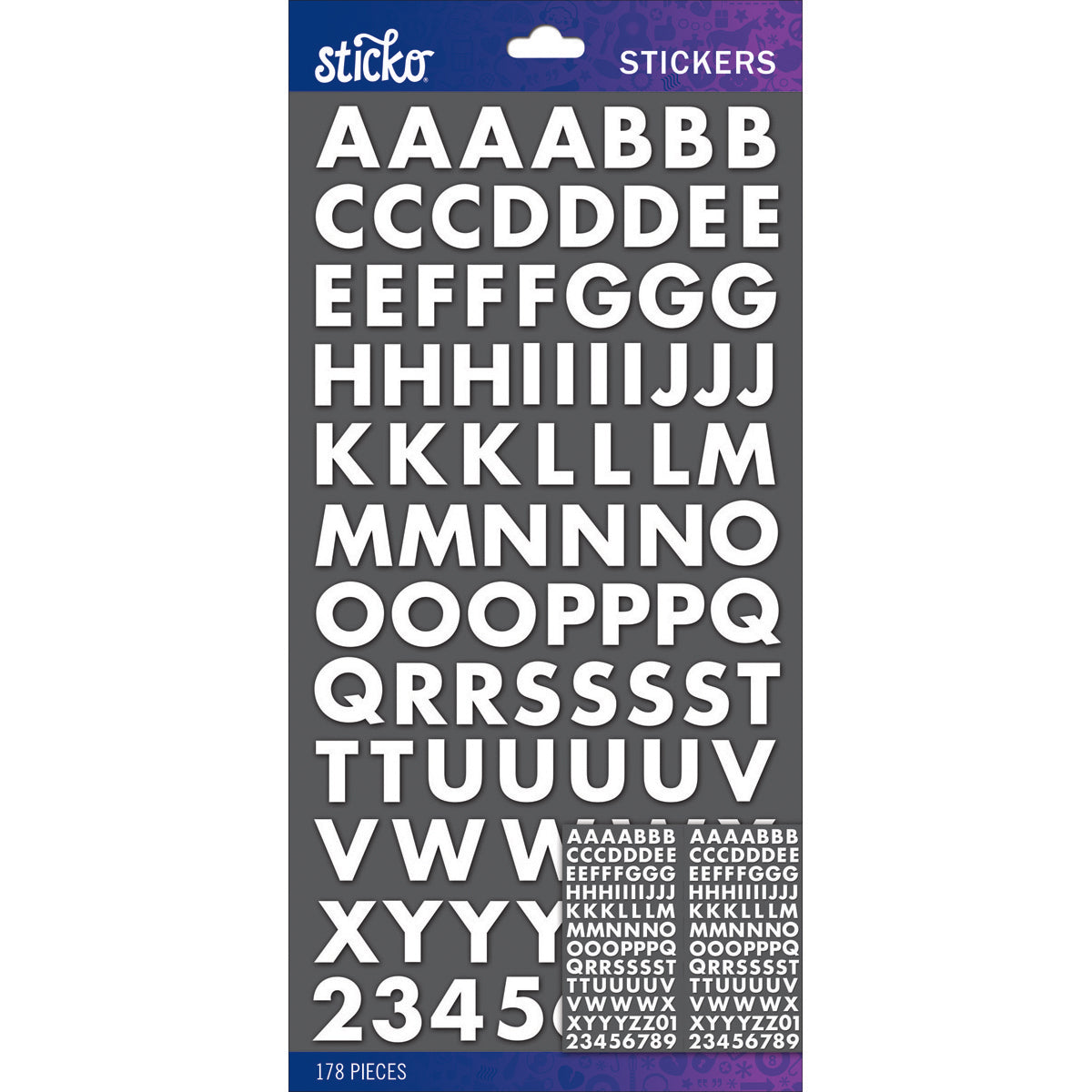 Sticko Alphabet Stickers-White Futura Bold Small