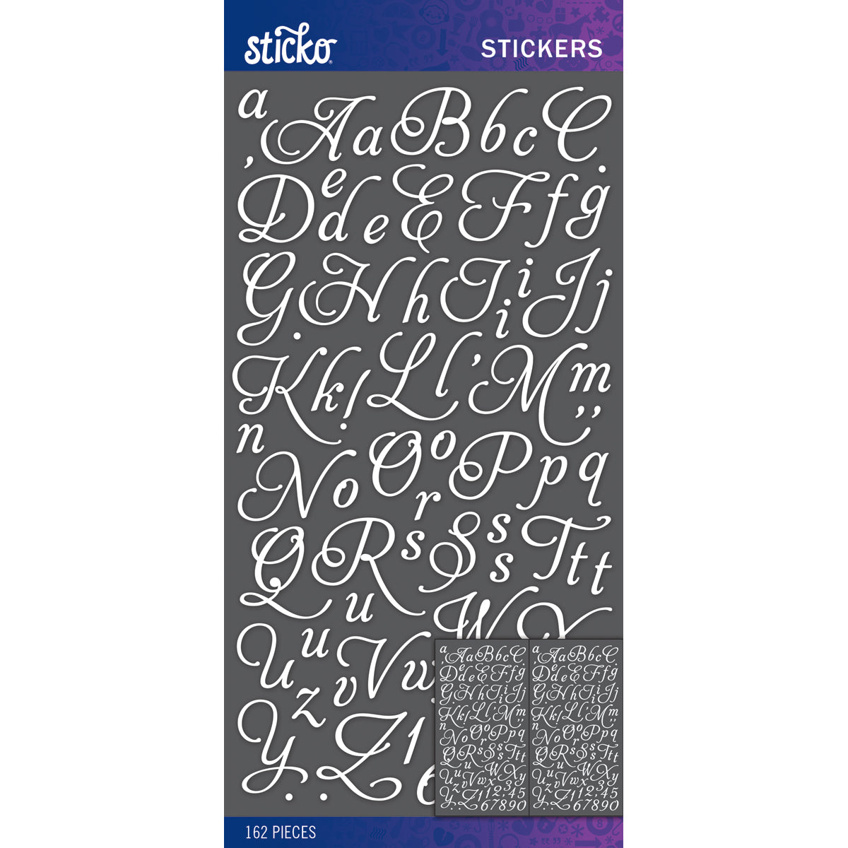 Sticko Alphabet Stickers - Aphrodite Small, White, 162pcs