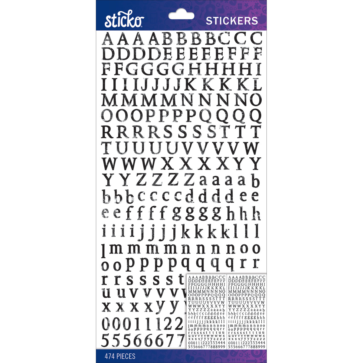 Sticko Alphabet Stickers-Black Distressed Octavian Small