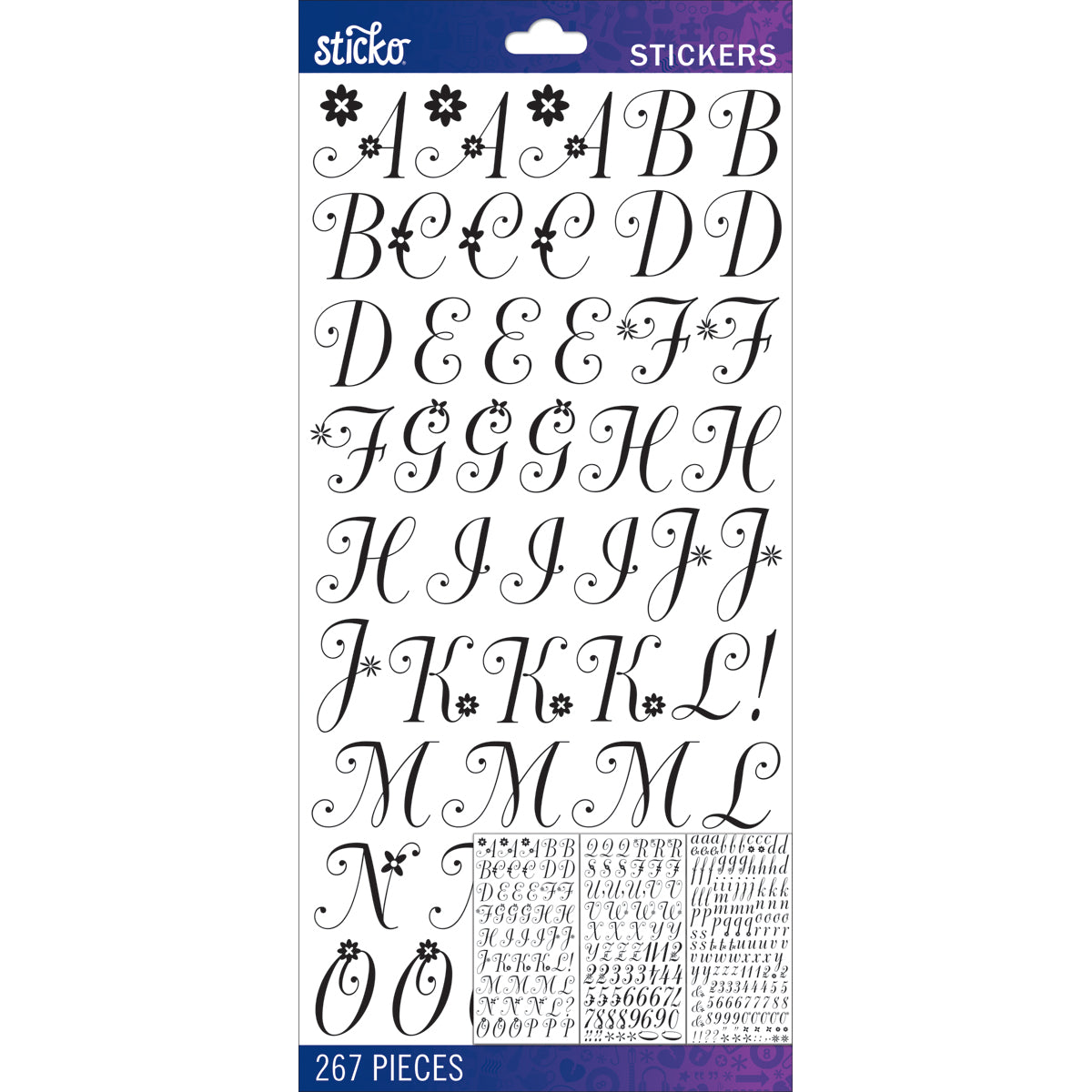 Sticko Alphabet Stickers - Dorchester Medium, Black, 267pcs