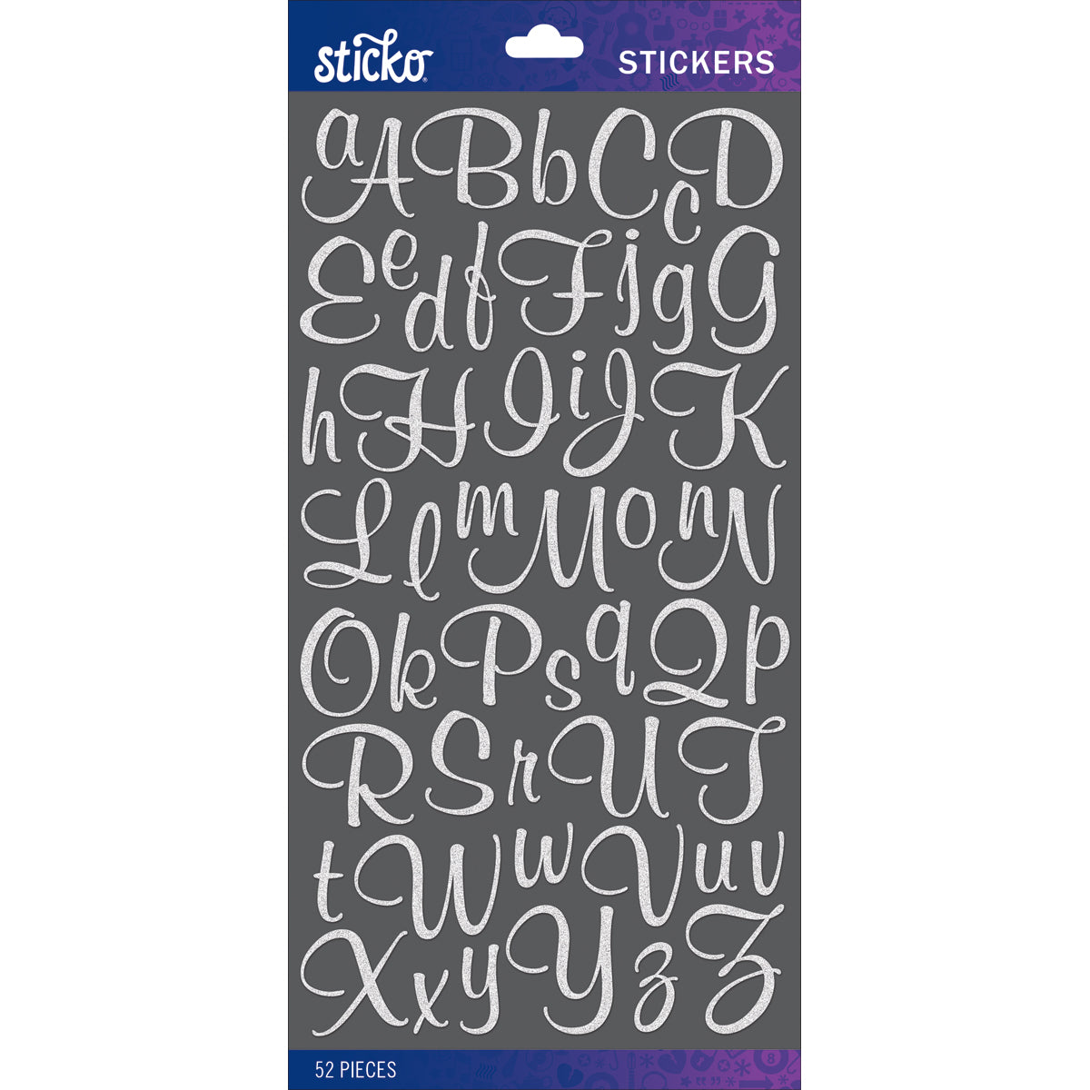 Sticko Alphabet Stickers-White Glitter Script Small