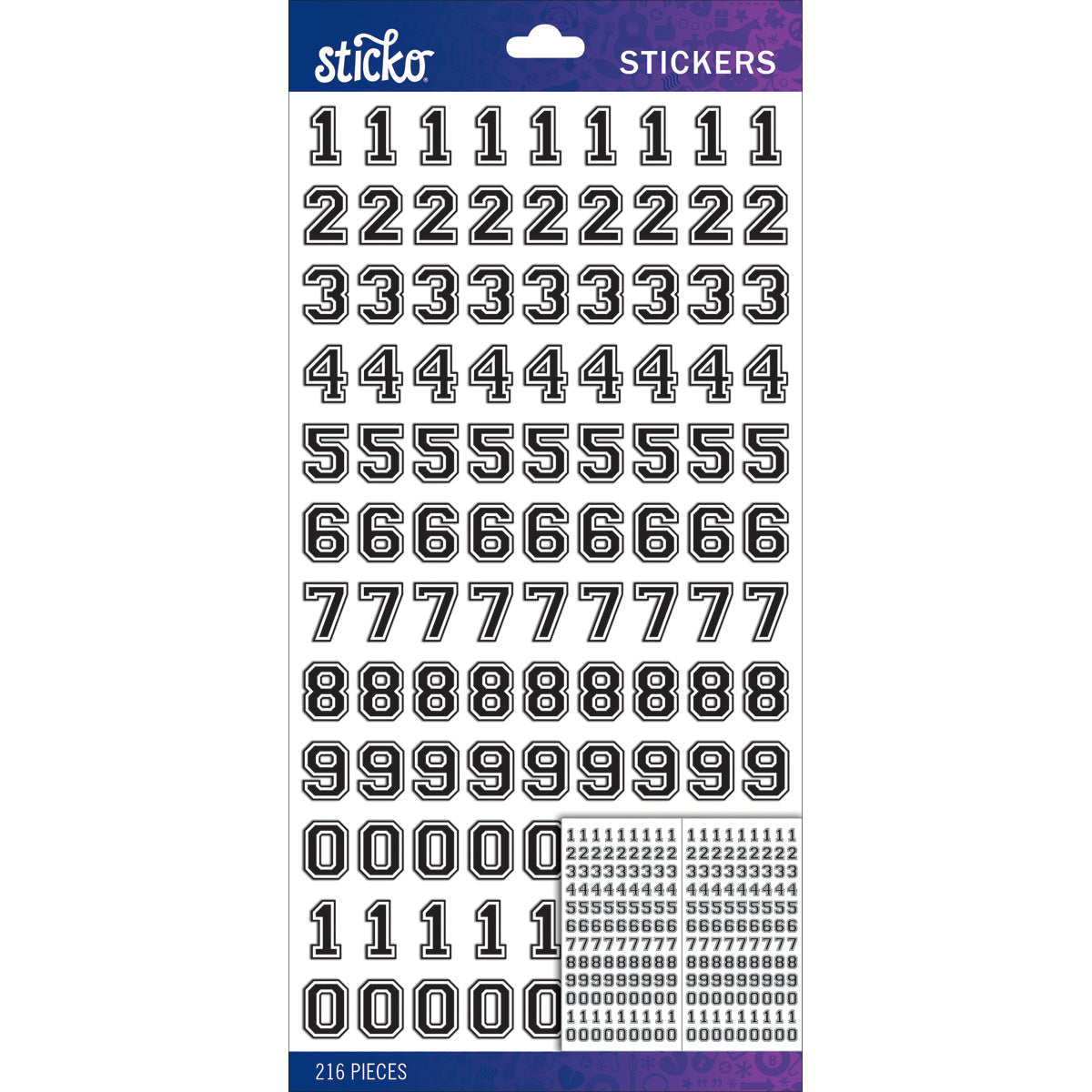Sticko Numbers Stickers-Black Varsity Numbers Small