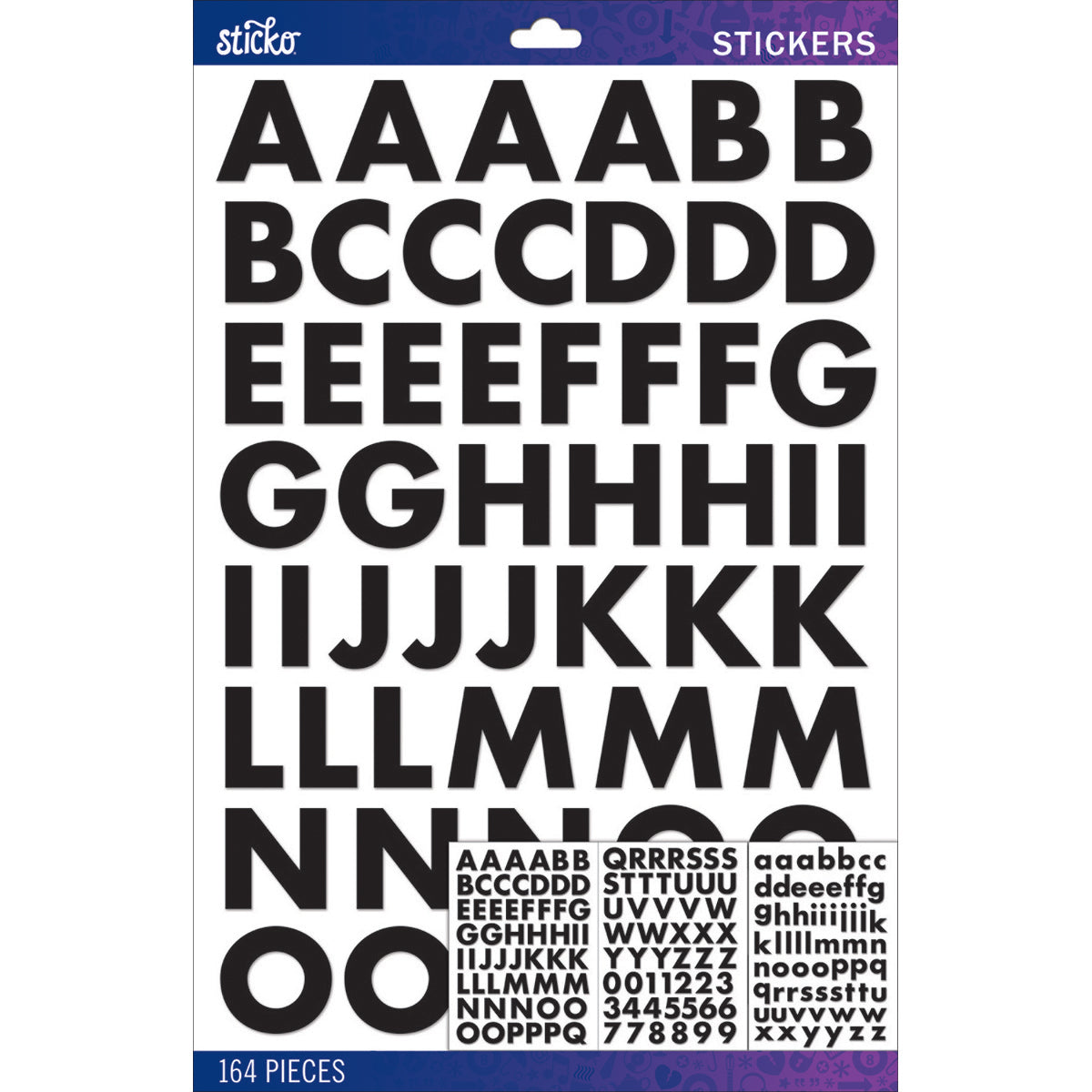 Sticko Alphabet Stickers - Futura Bold Large, Black, 164pcs