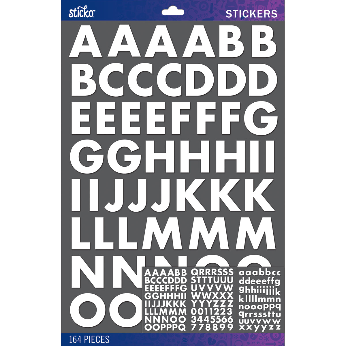 Sticko Alphabet Stickers - Futura Bold Large, White, 164pcs