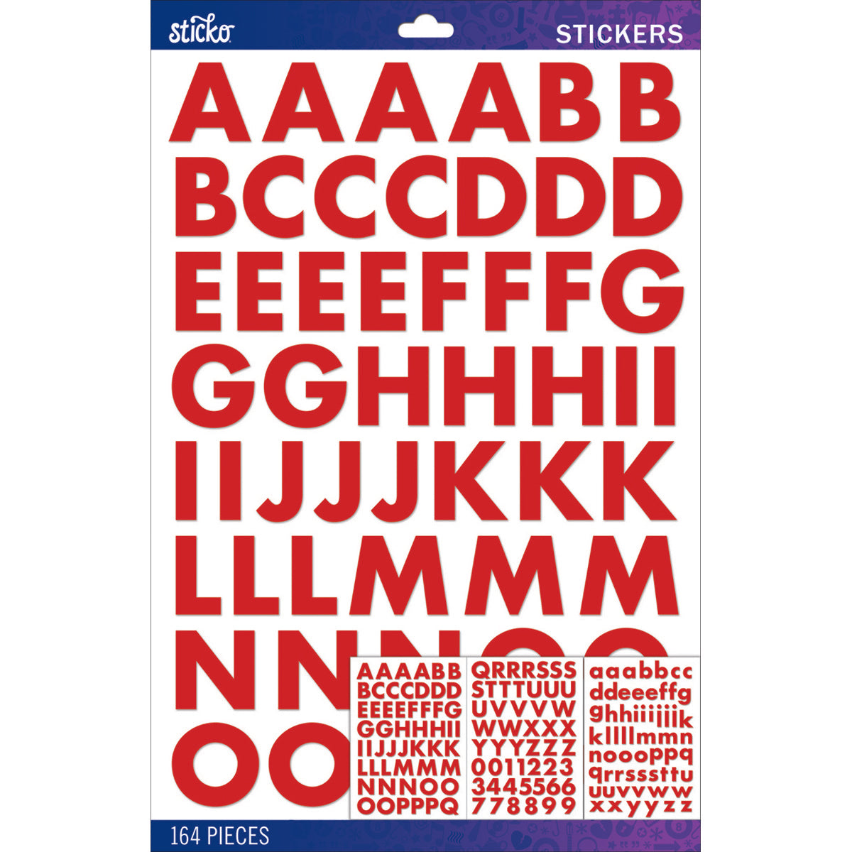 Sticko Alphabet Stickers - Futura Bold Large, Red, 164pcs