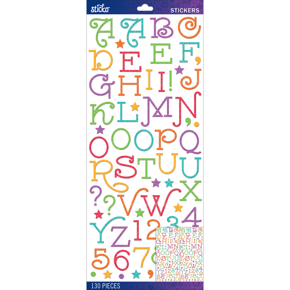 Sticko Alphabet Stickers - Gasoline Alley, Multi Glitter, 130pcs