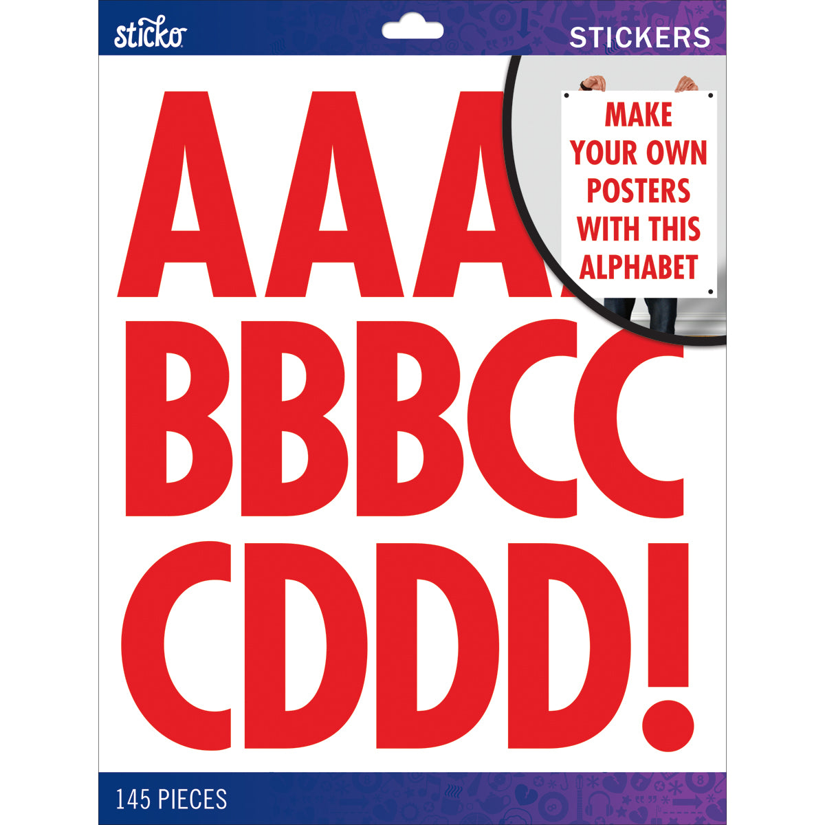 Sticko Alphabet Stickers -Futura - Extra Large - Red Glitter