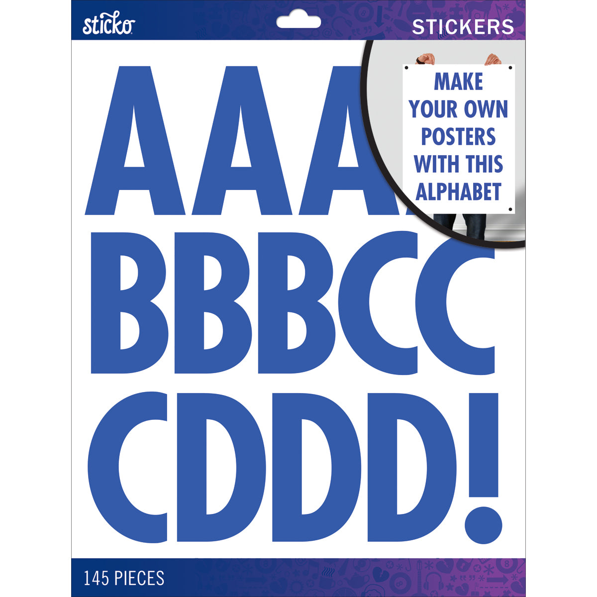 Sticko Alphabet Stickers -Futura - Extra Large - Blue