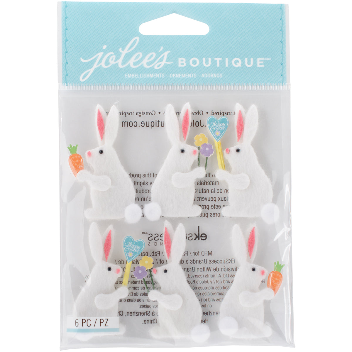 Jolee's Boutique Dimensional Stickers - Easter Bunnies, 6pcs