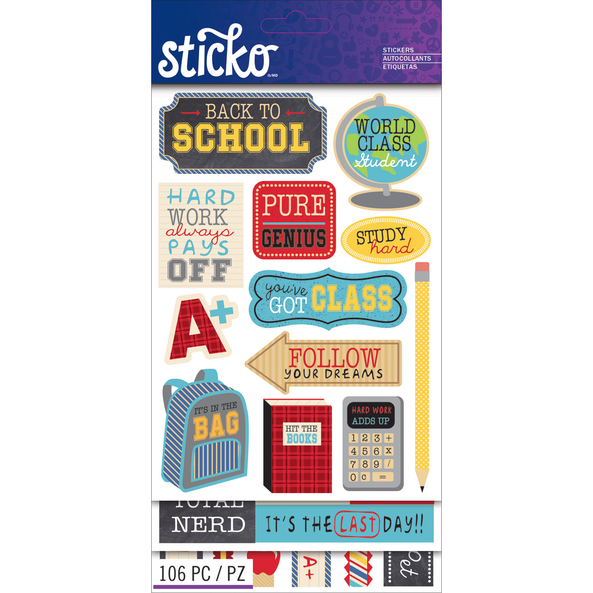 Sticko Themed Flip Pack Stickers 106/Pkg-School
