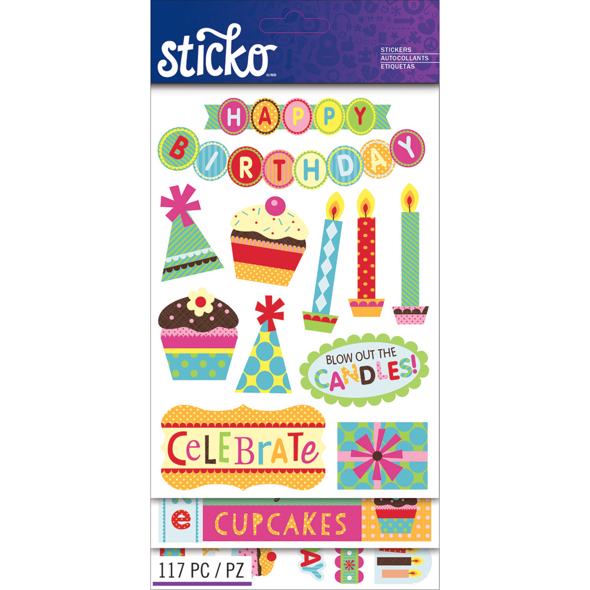 Sticko Themed Flip Pack Stickers - Birthday, 117pcs