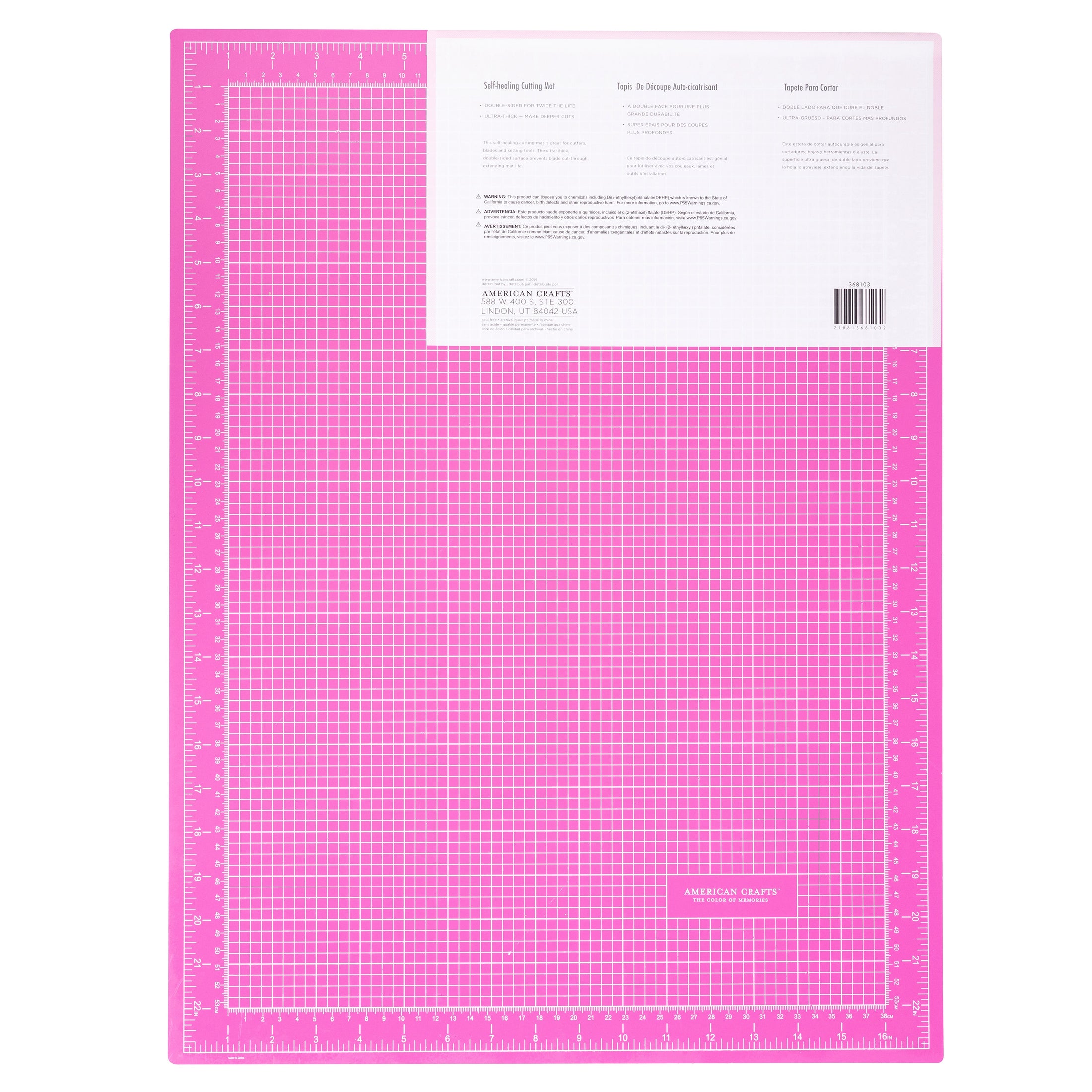 Pink Double-Sided Self-Healing Cutting Mat-18"X24"