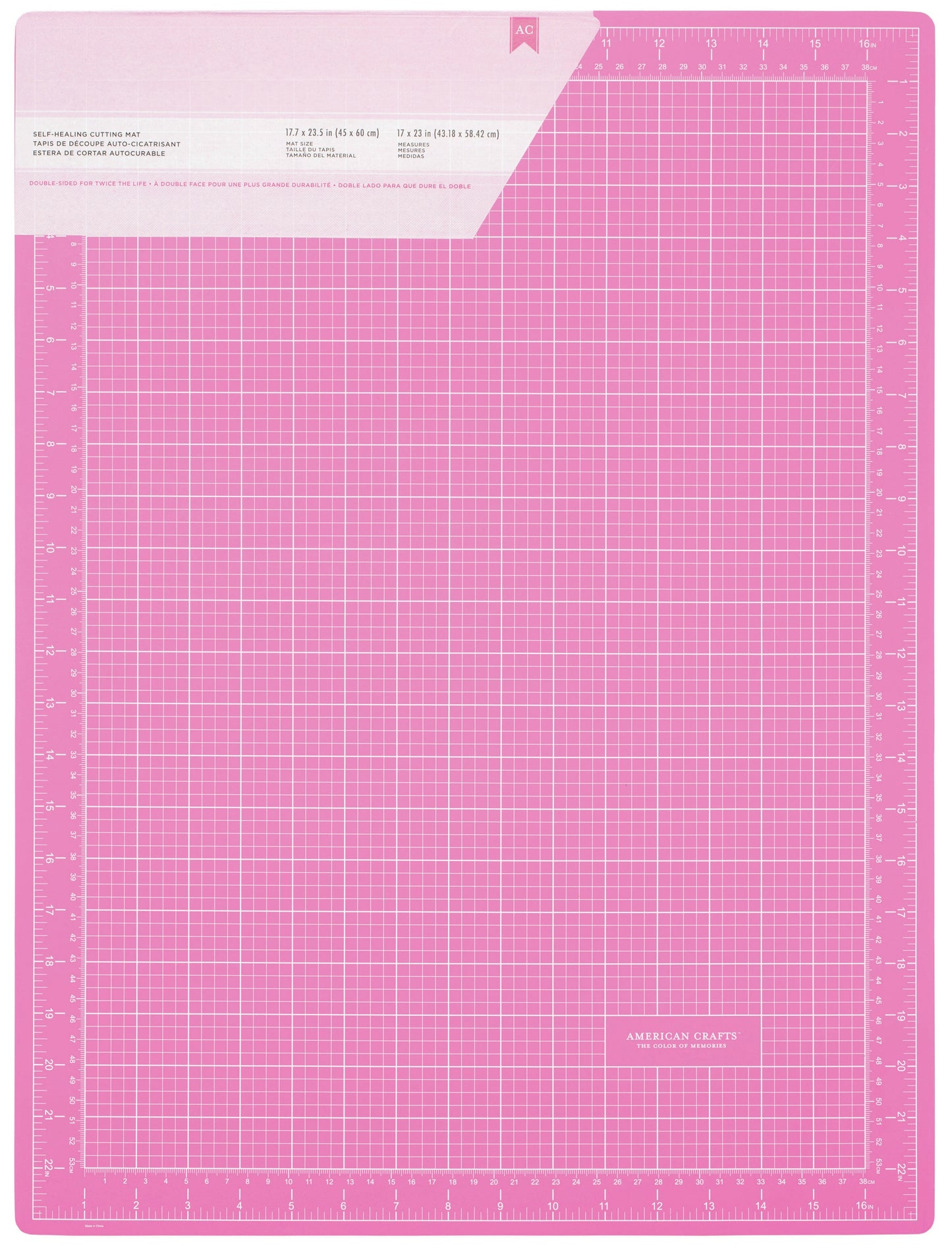 Pink Double-Sided Self-Healing Cutting Mat 18"X24"