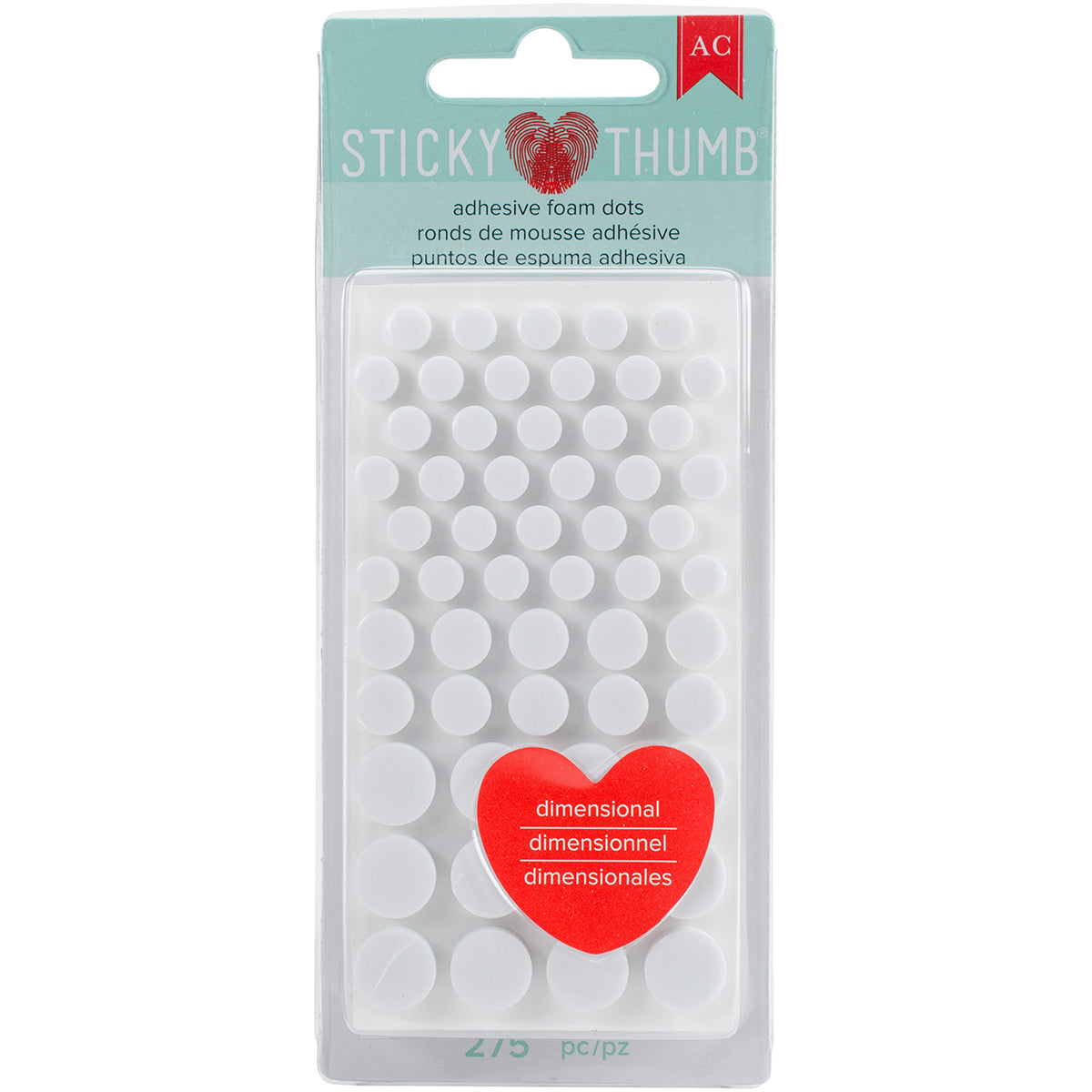 Sticky Thumb Dimensional Adhesive Foam Dots - White, 275 pack