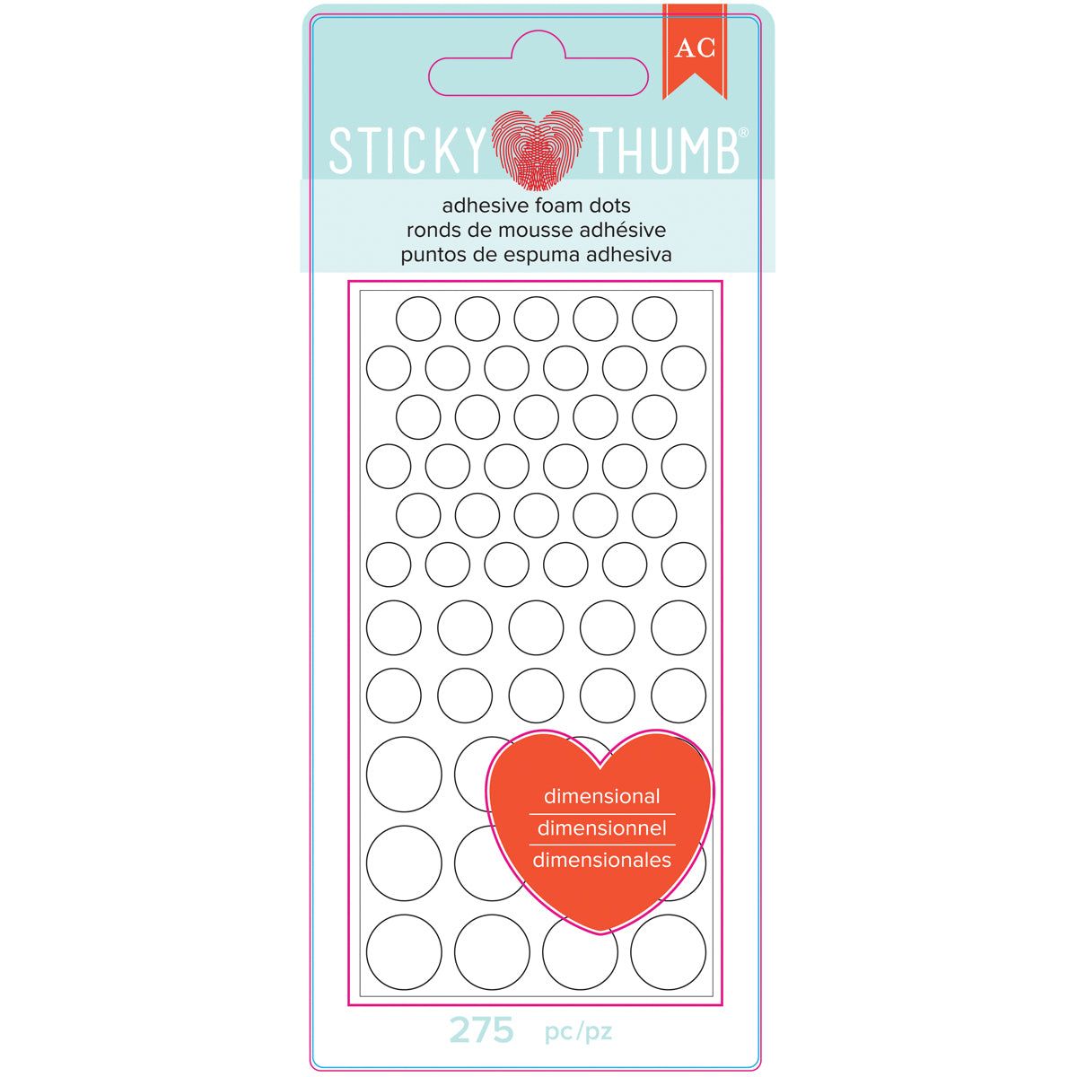Sticky Thumb Dimensional Adhesive Foam Dots - White, 275 pack