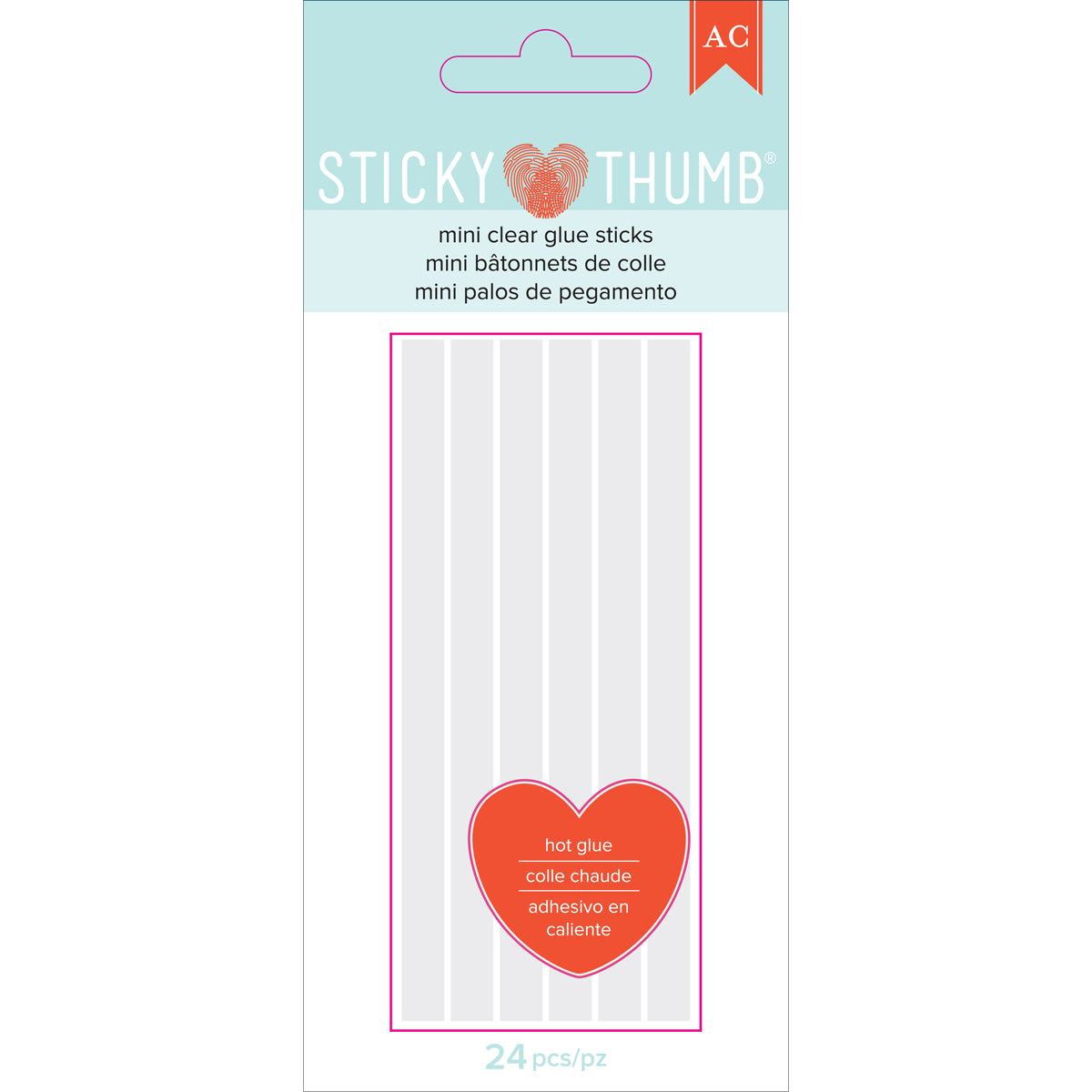 Sticky Thumb Mini Hot Glue Sticks 24/Pkg-Clear 4"X.28"