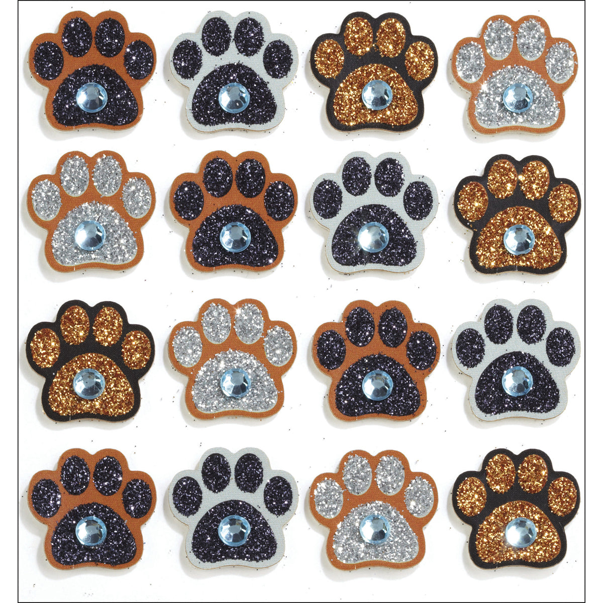 Jolee's Cabochon Dimensional Repeat Stickers-Paw Prints