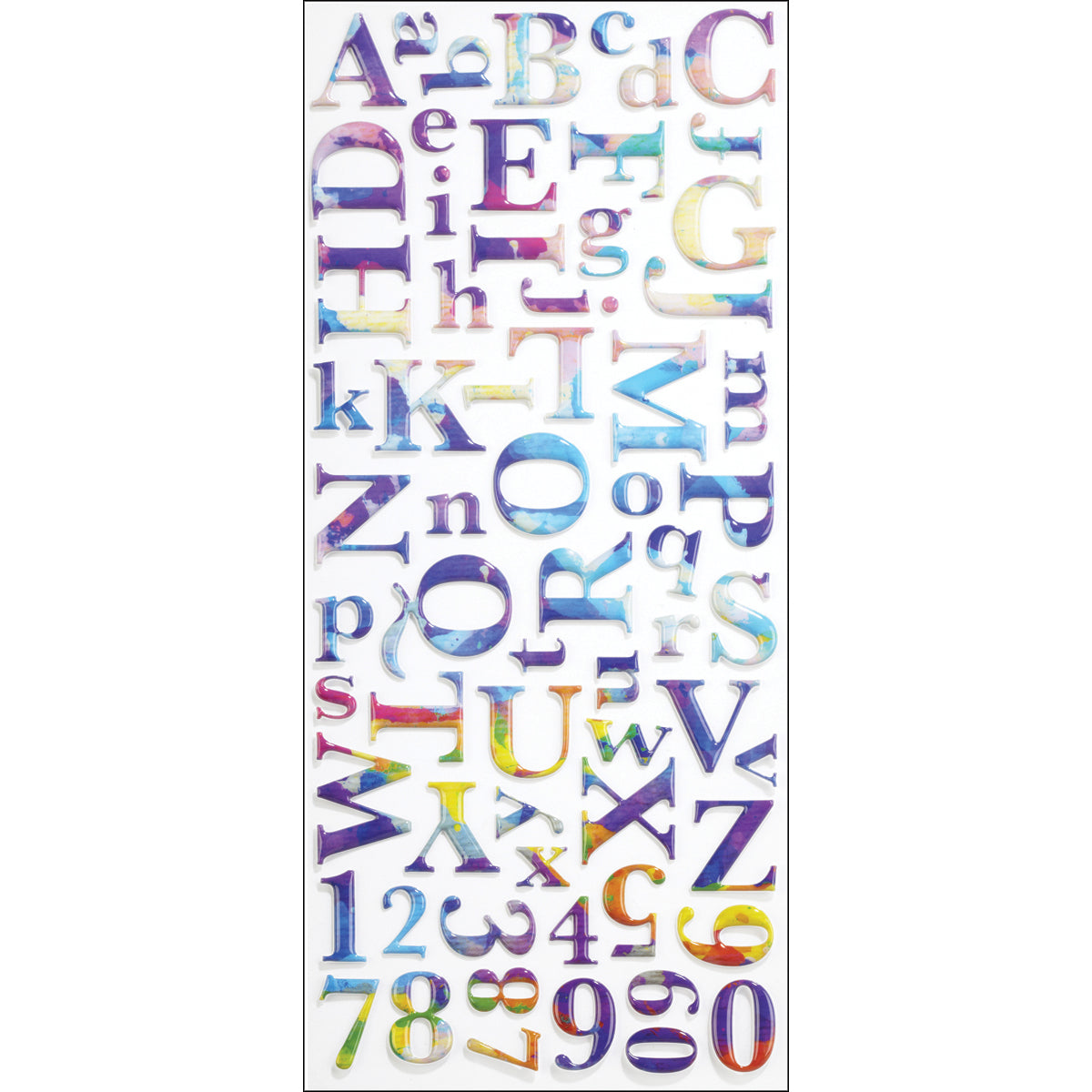 Sticko Alphabet Stickers - Watercolor Multi, 65pcs