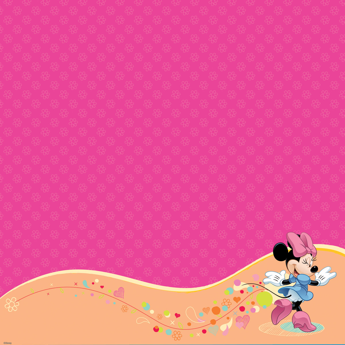 Disney Glittered Thermography Paper 12"X12"-Mickey Family - Minnie Mouse