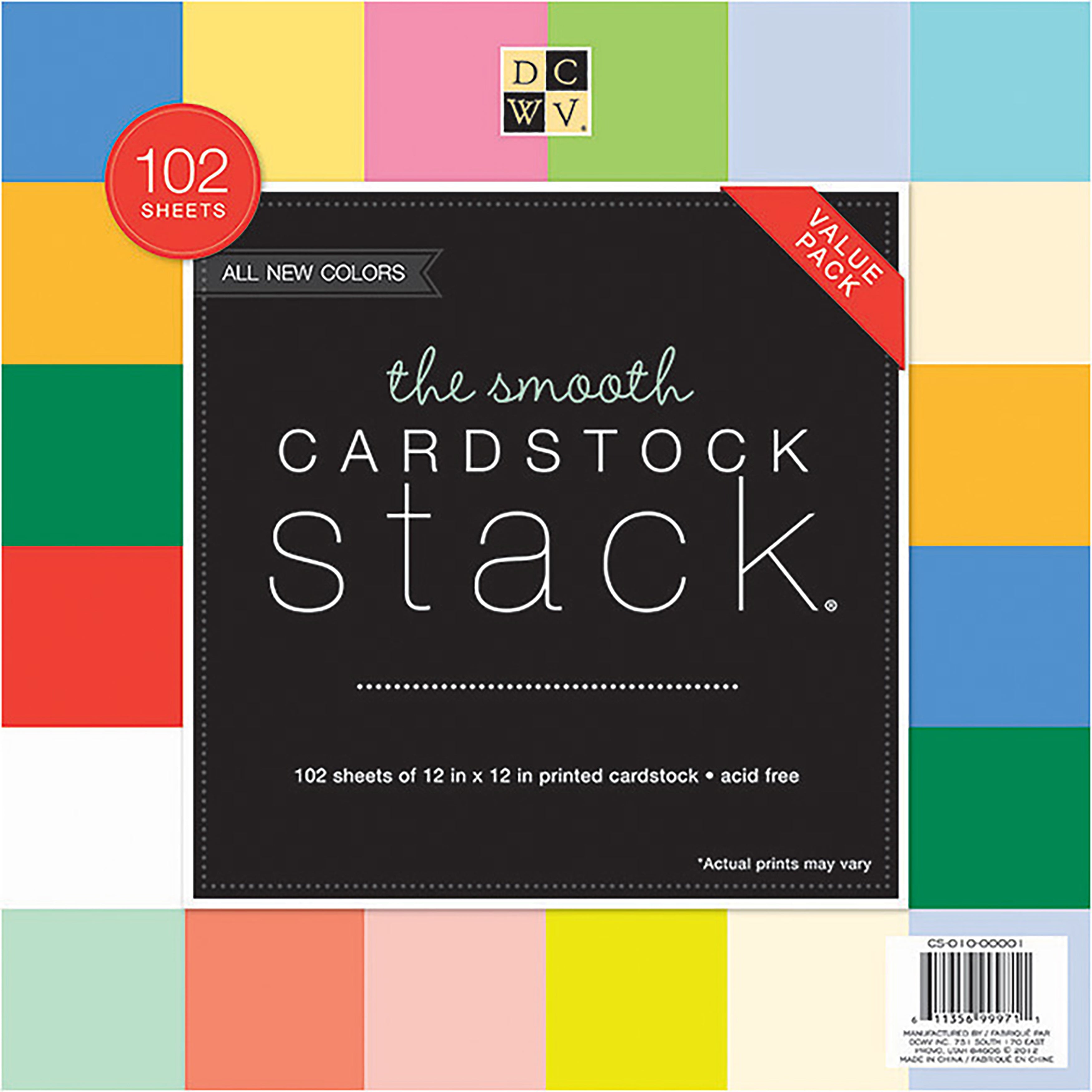 DCWV Single-Sided 12x12" Cardstock Stack - Smooth Solid