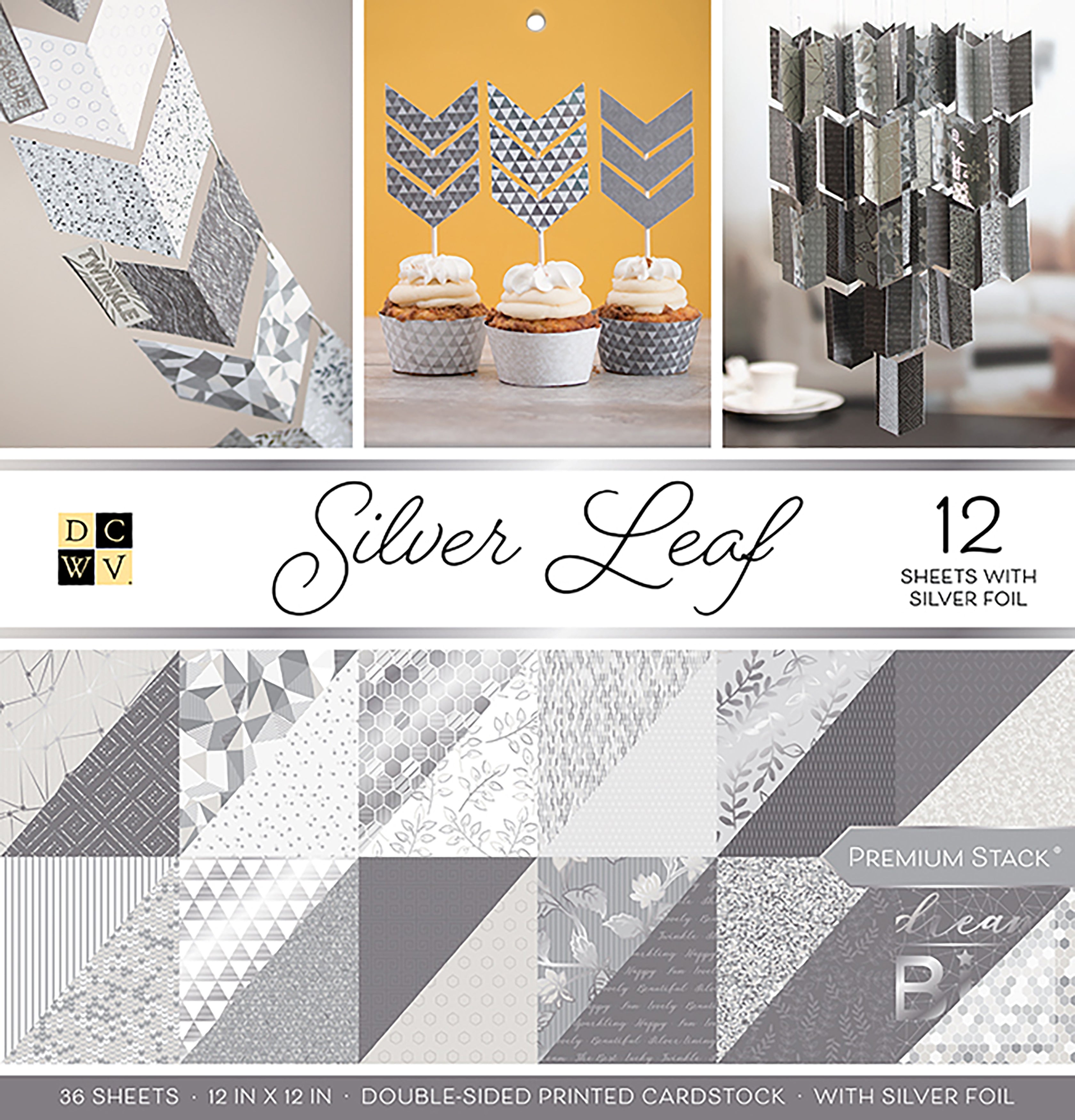 DCWV Double-Sided 12x12" Cardstock Stack - Silver Leaf