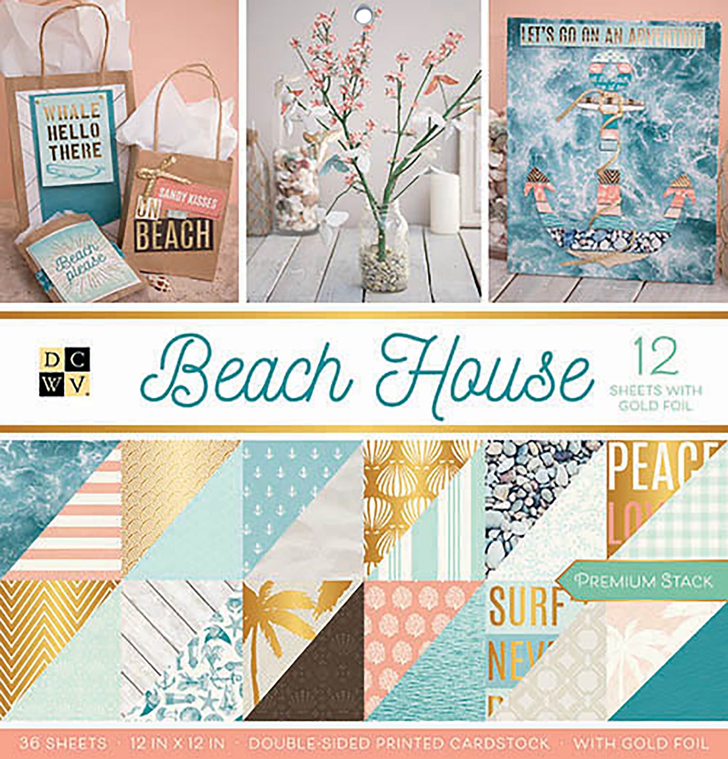 DCWV Double-Sided Cardstock Stack 12"X12" 36/Pkg-Beach House, 18 Designs/2 Each