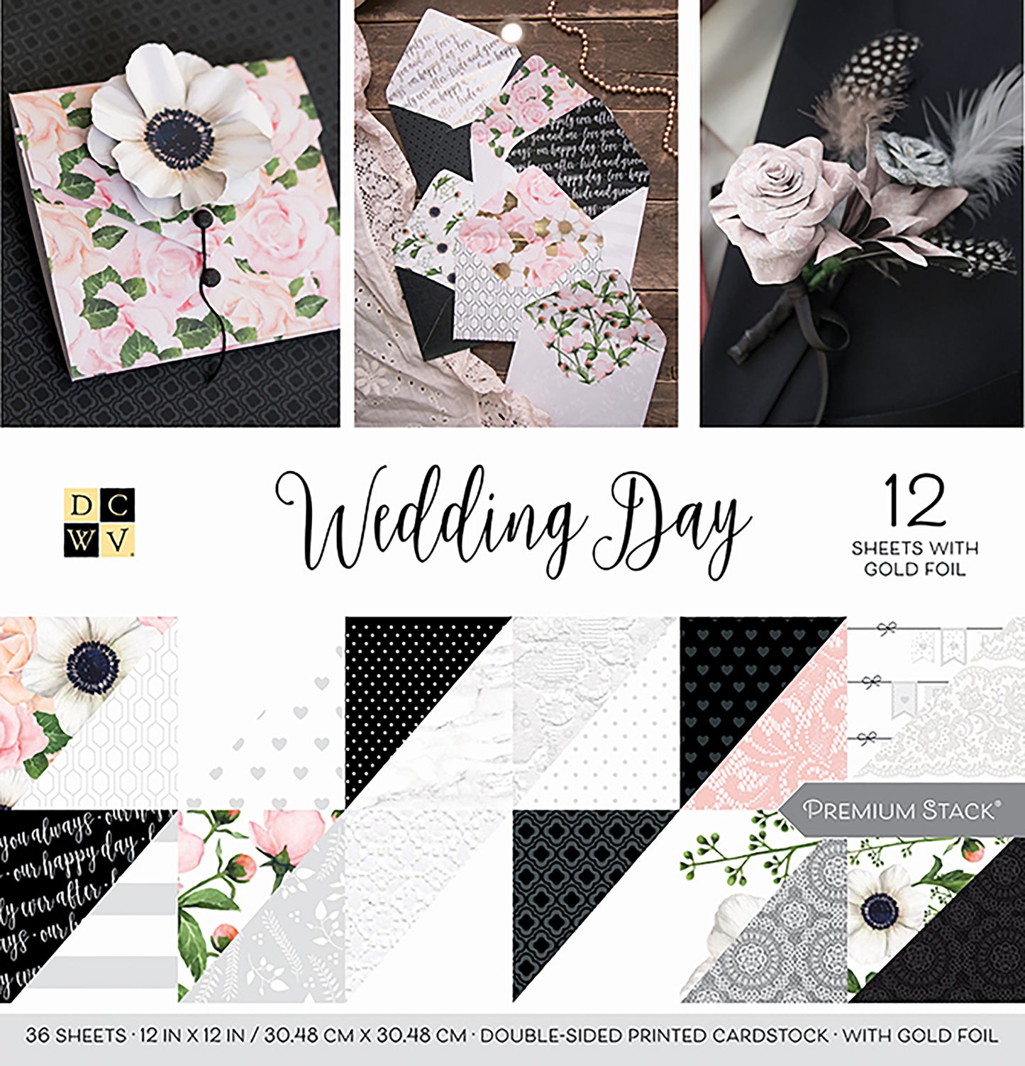 DCWV Double-Sided Cardstock Stack 12"X12" 36/Pkg-Wedding Day, 18 Designs/2 Each