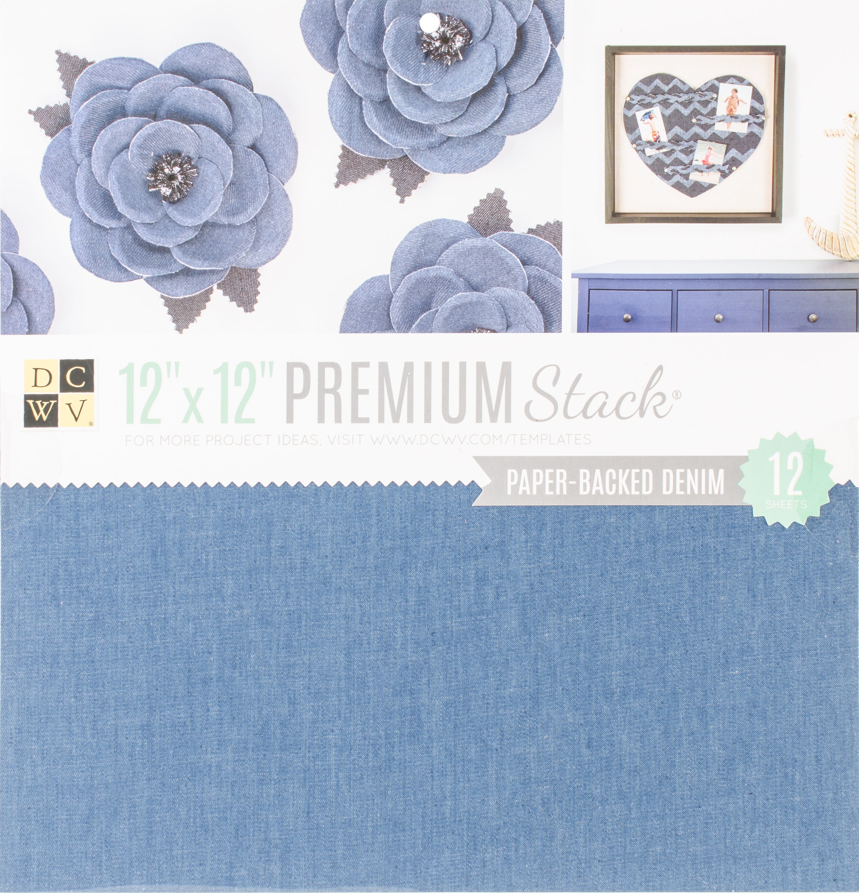 DCWV Specialty Stack 12x12" - Paper Backed Denim Fabric