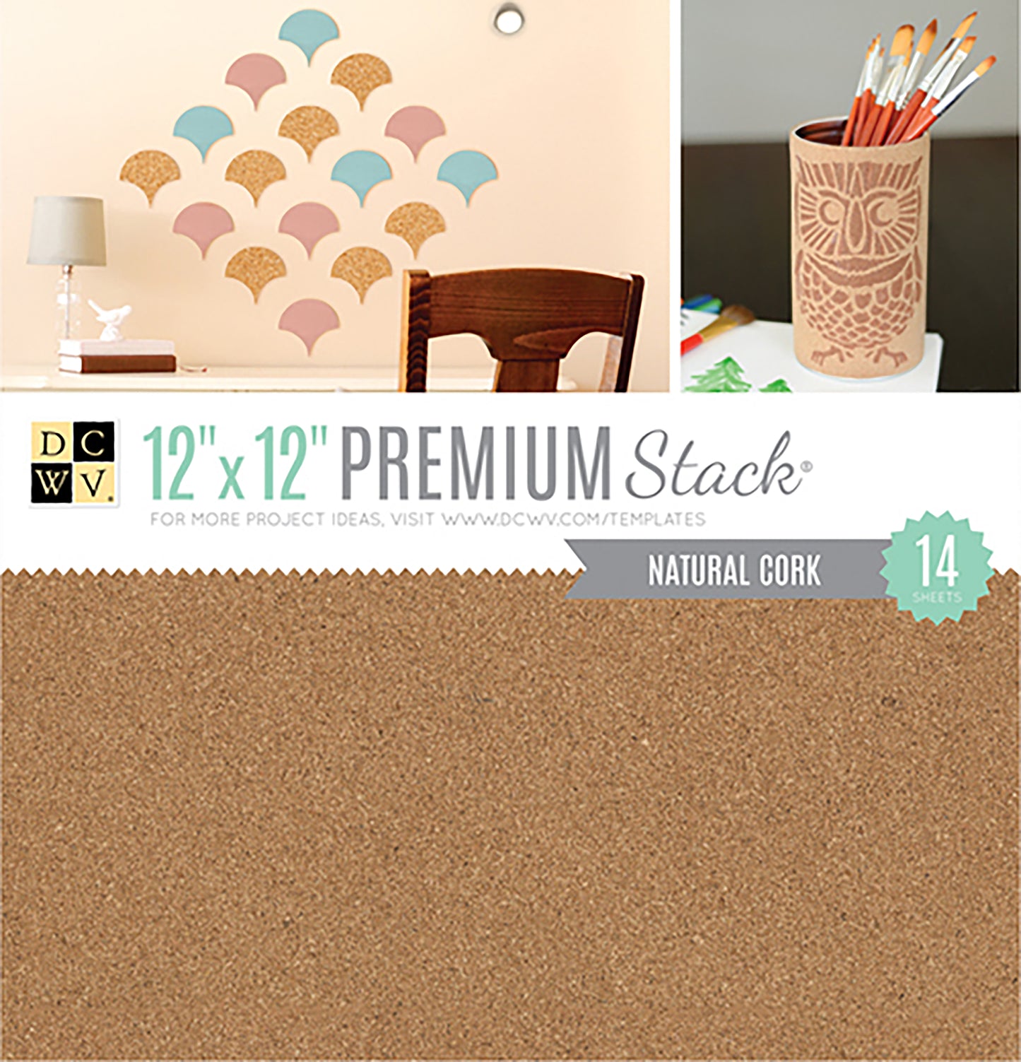 DCWV Specialty Stack 12"X12" 14/Pkg-Natural Cork