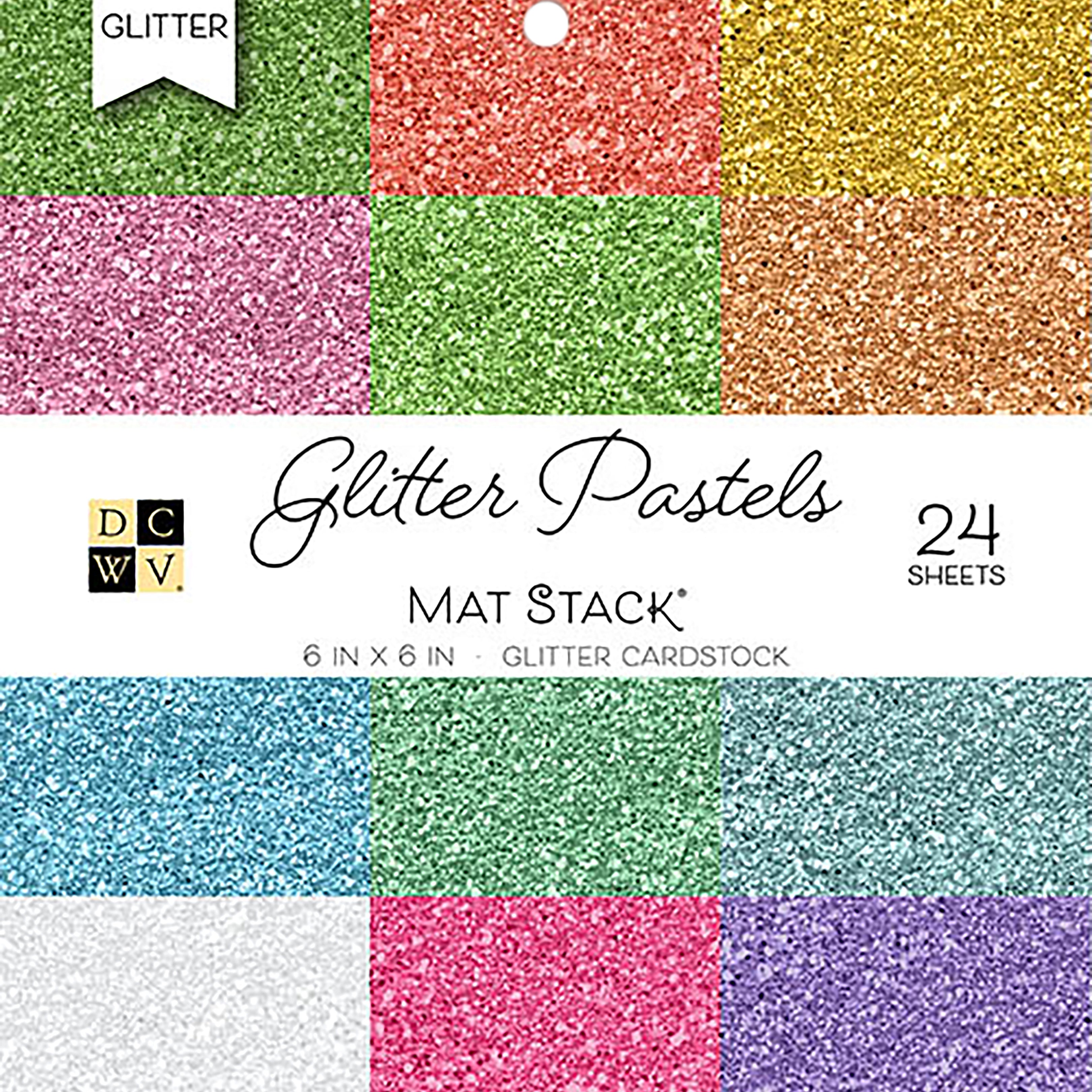 DCWV 6x6" Cardstock Stack - Glitter Pastels Solid